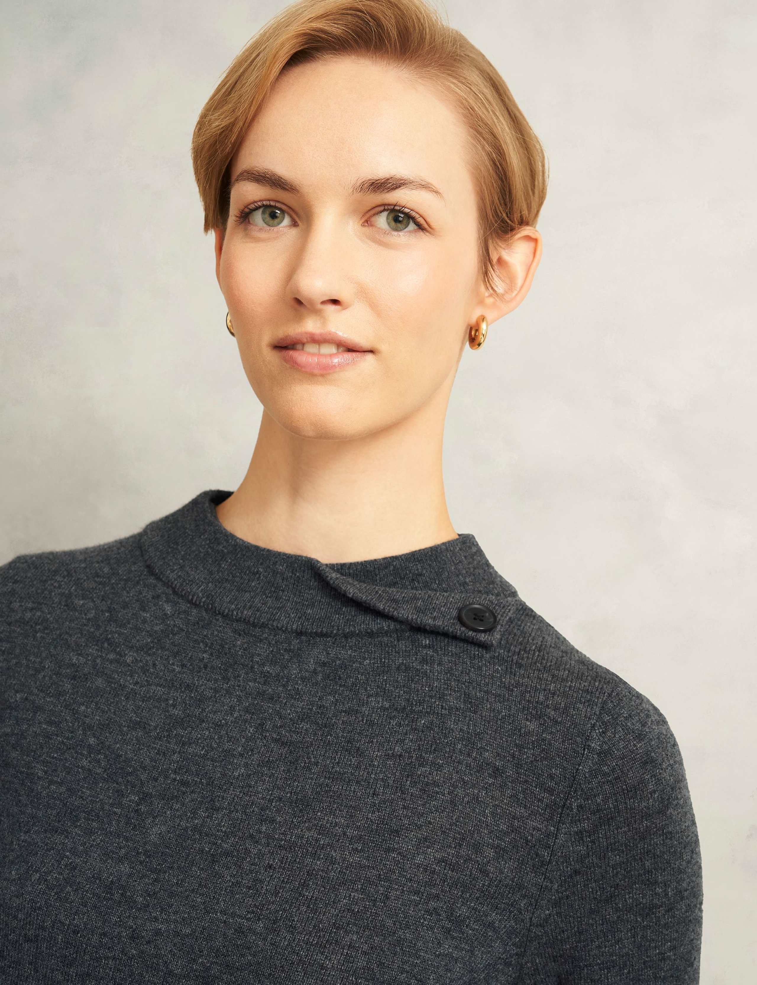 Merino Rich Roll Neck Button Detail Jumper 5 of 5