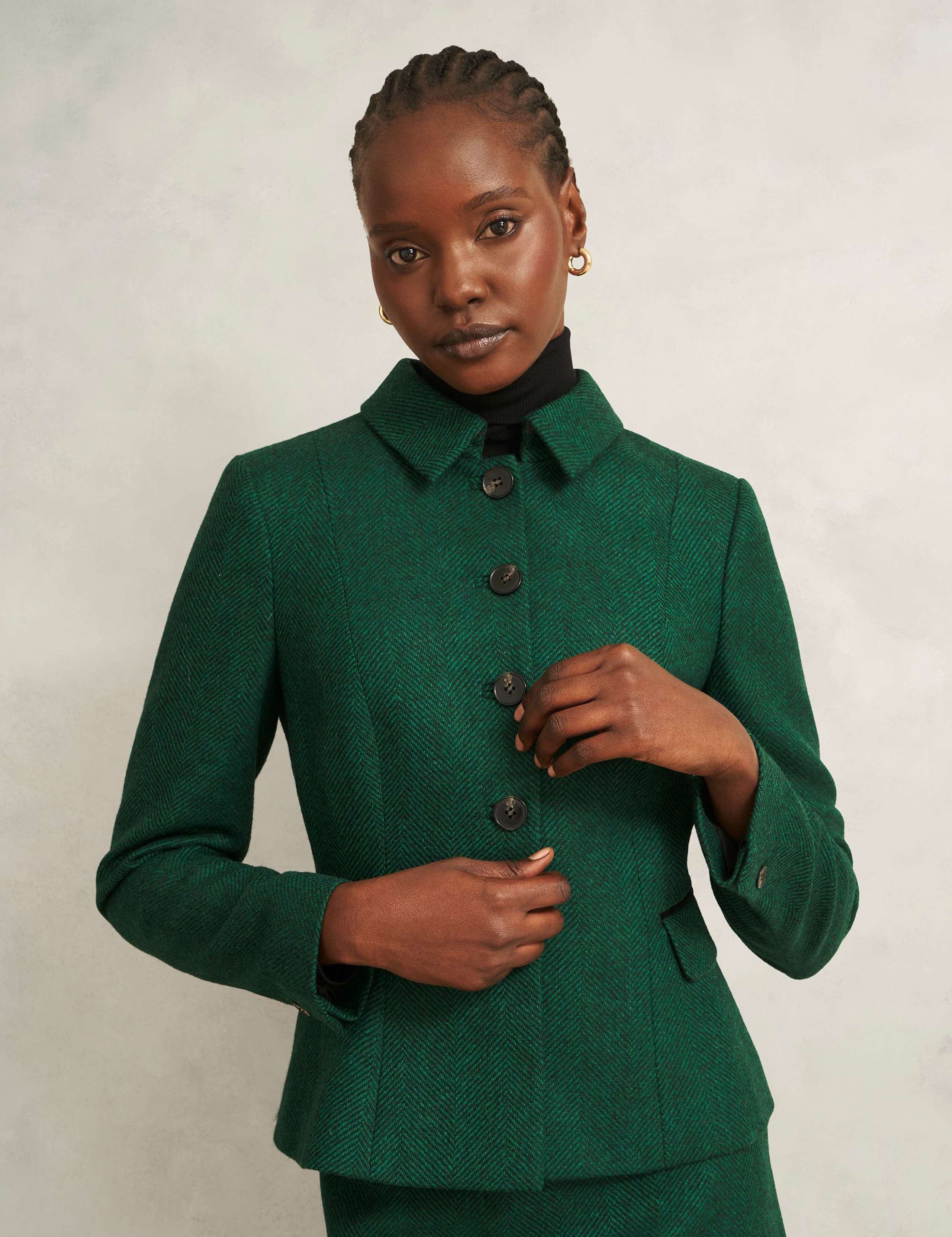 Pure Wool Tweed Single Breasted Blazer 1 of 5