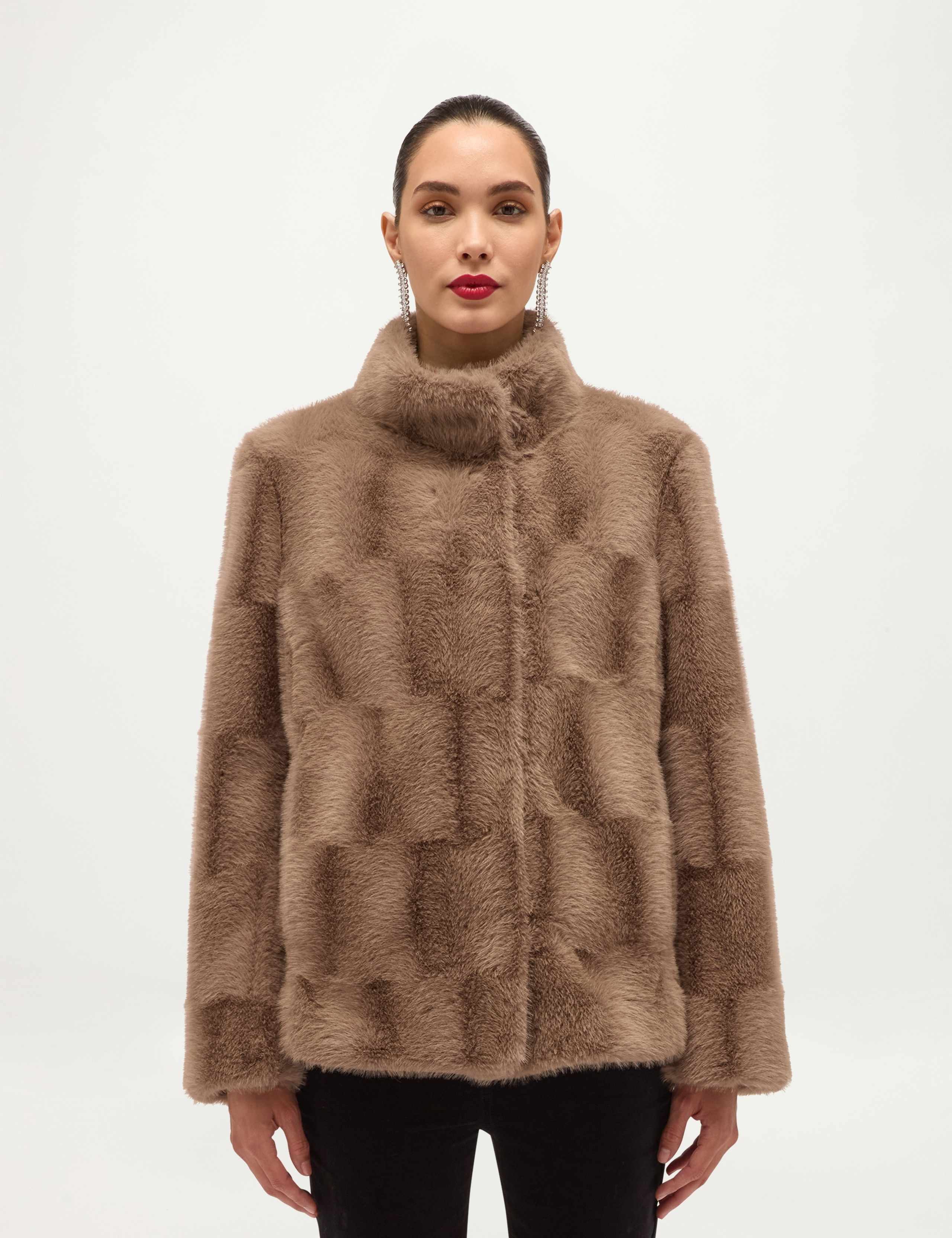 Faux Fur High Neck Cropped Coat 4 of 6