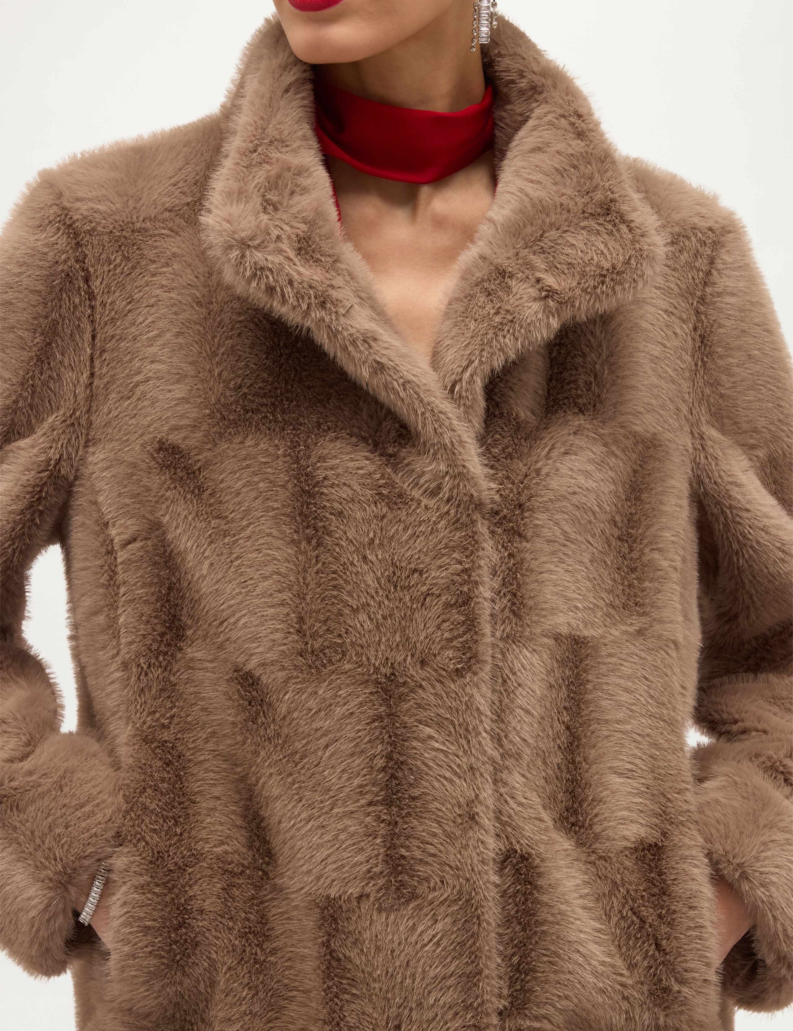 Faux Fur High Neck Cropped Coat 5 of 6