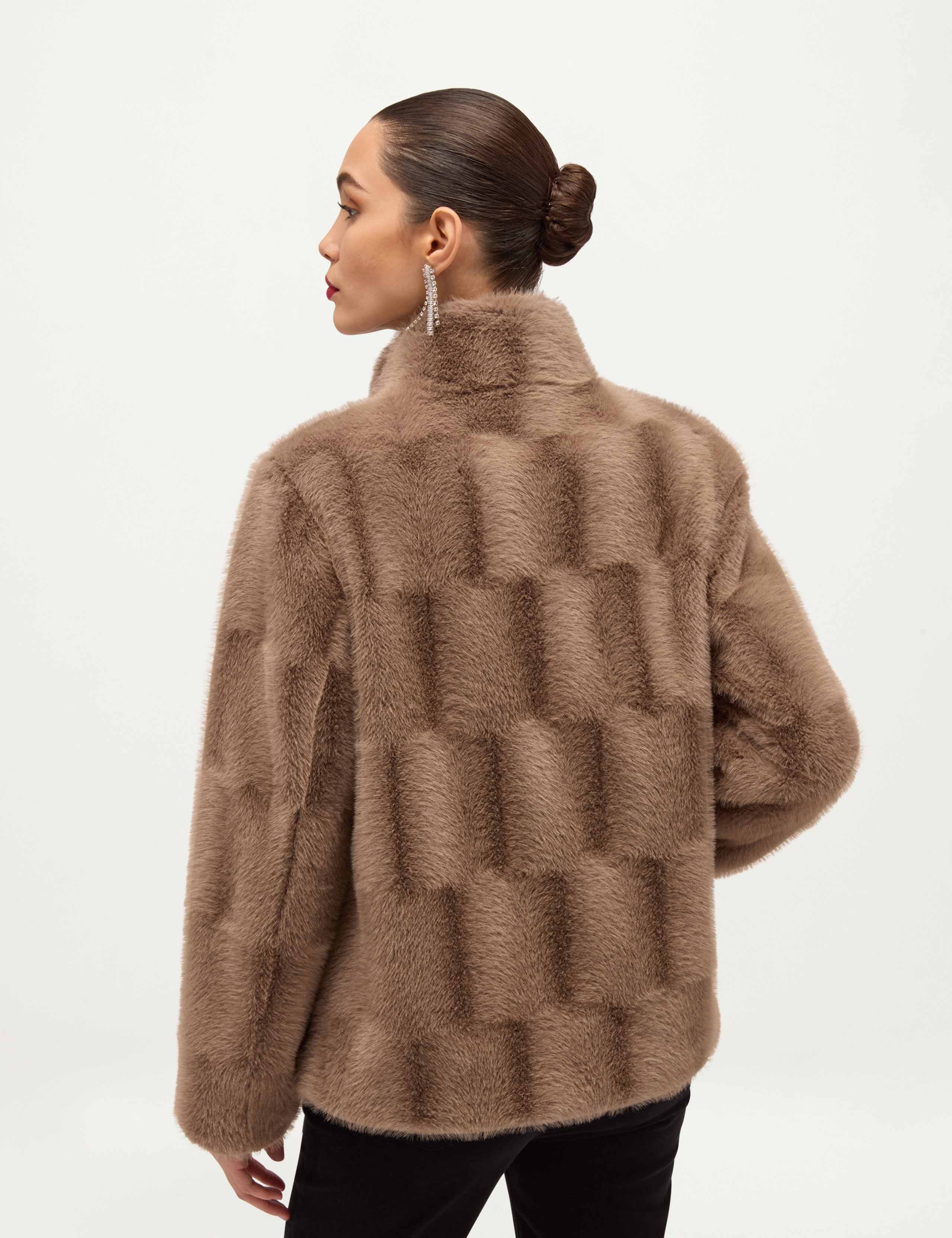 Faux Fur High Neck Cropped Coat 6 of 6
