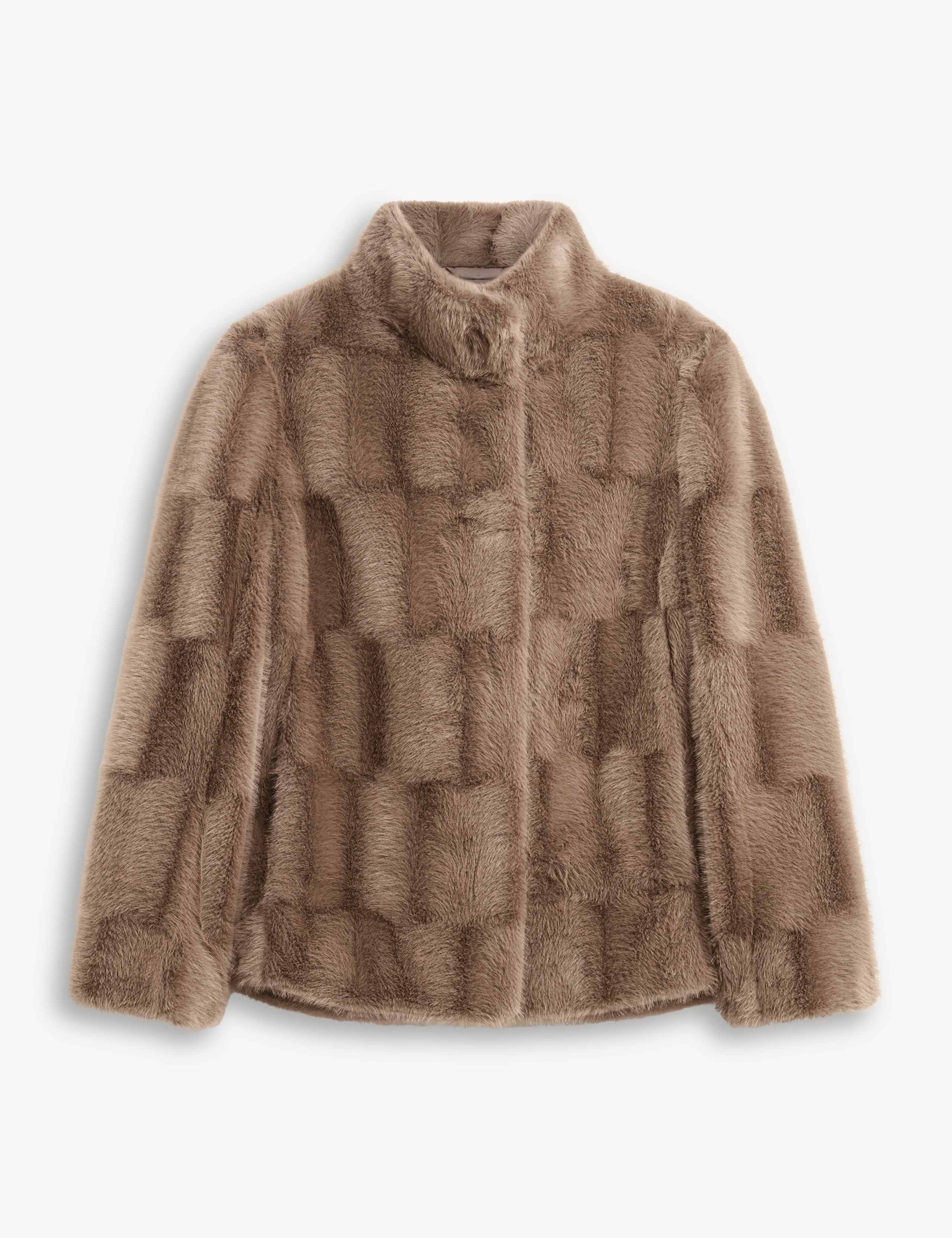 Faux Fur High Neck Cropped Coat 2 of 6