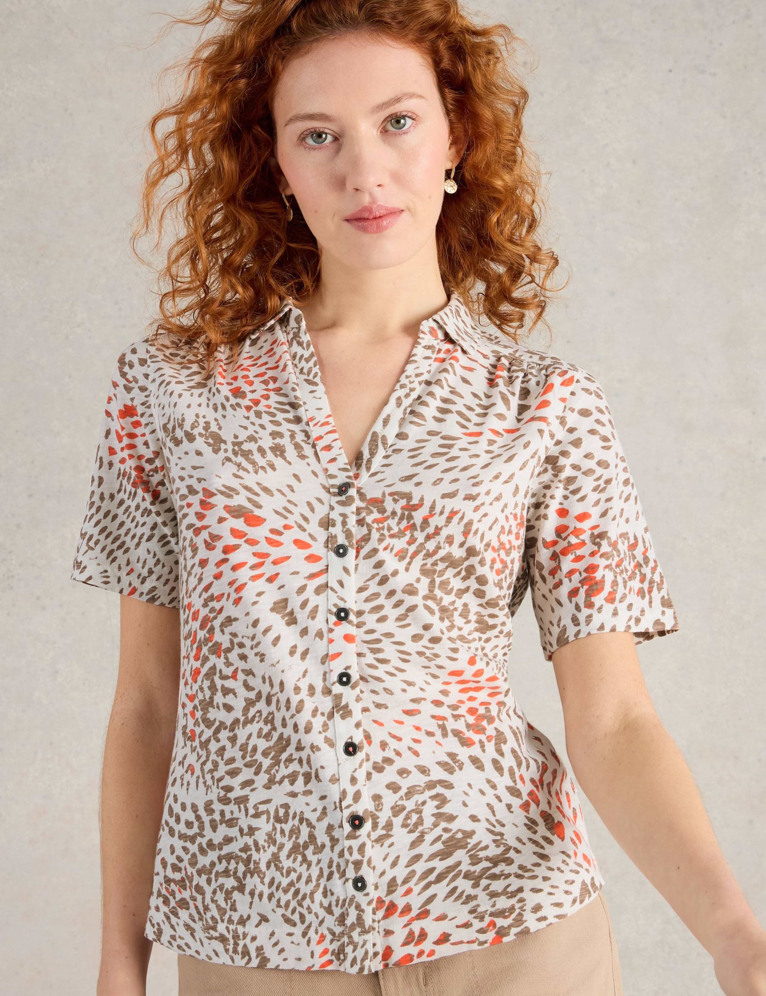 Pure Cotton Jersey Printed V-Neck Shirt 5 of 6