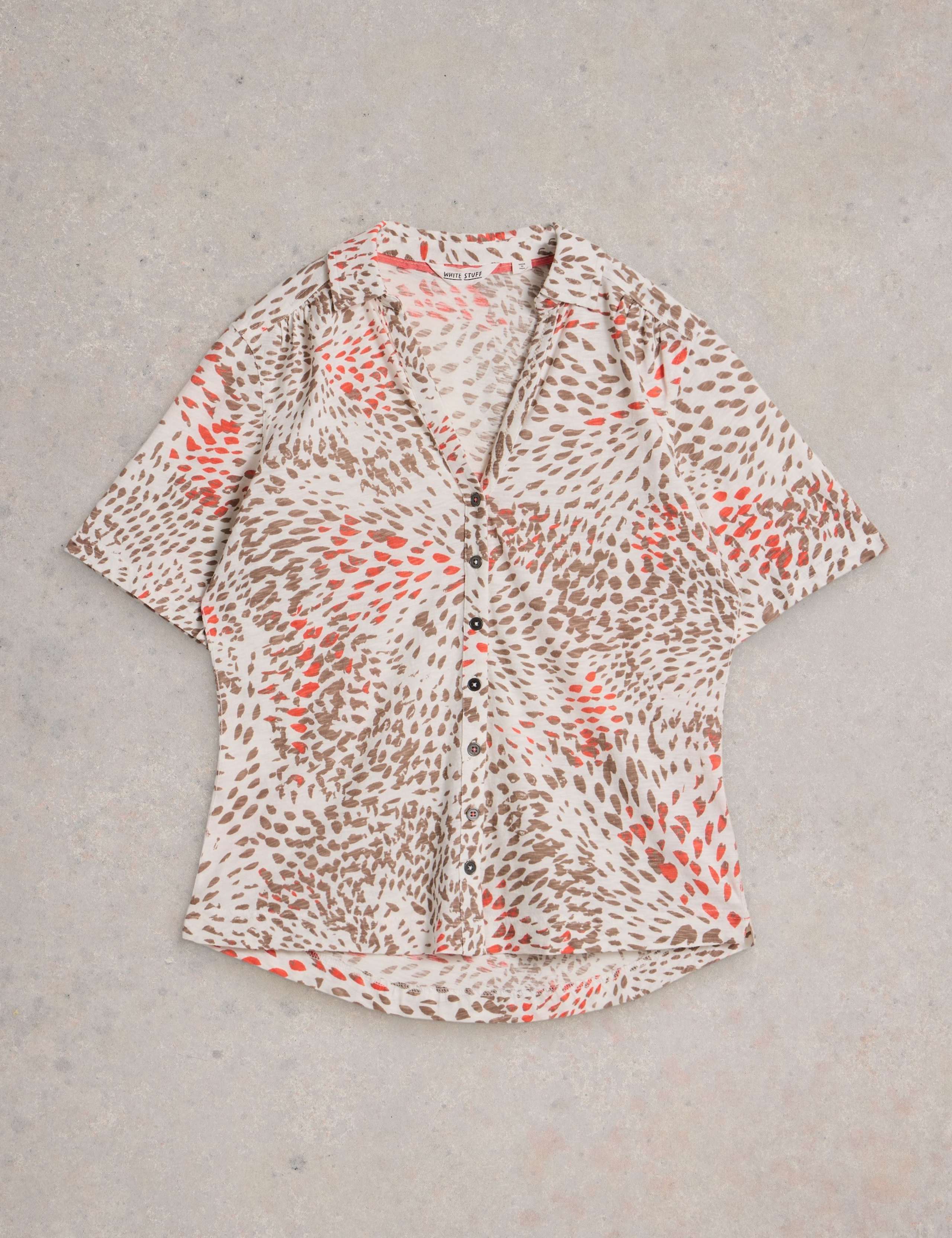 Pure Cotton Jersey Printed V-Neck Shirt 2 of 6