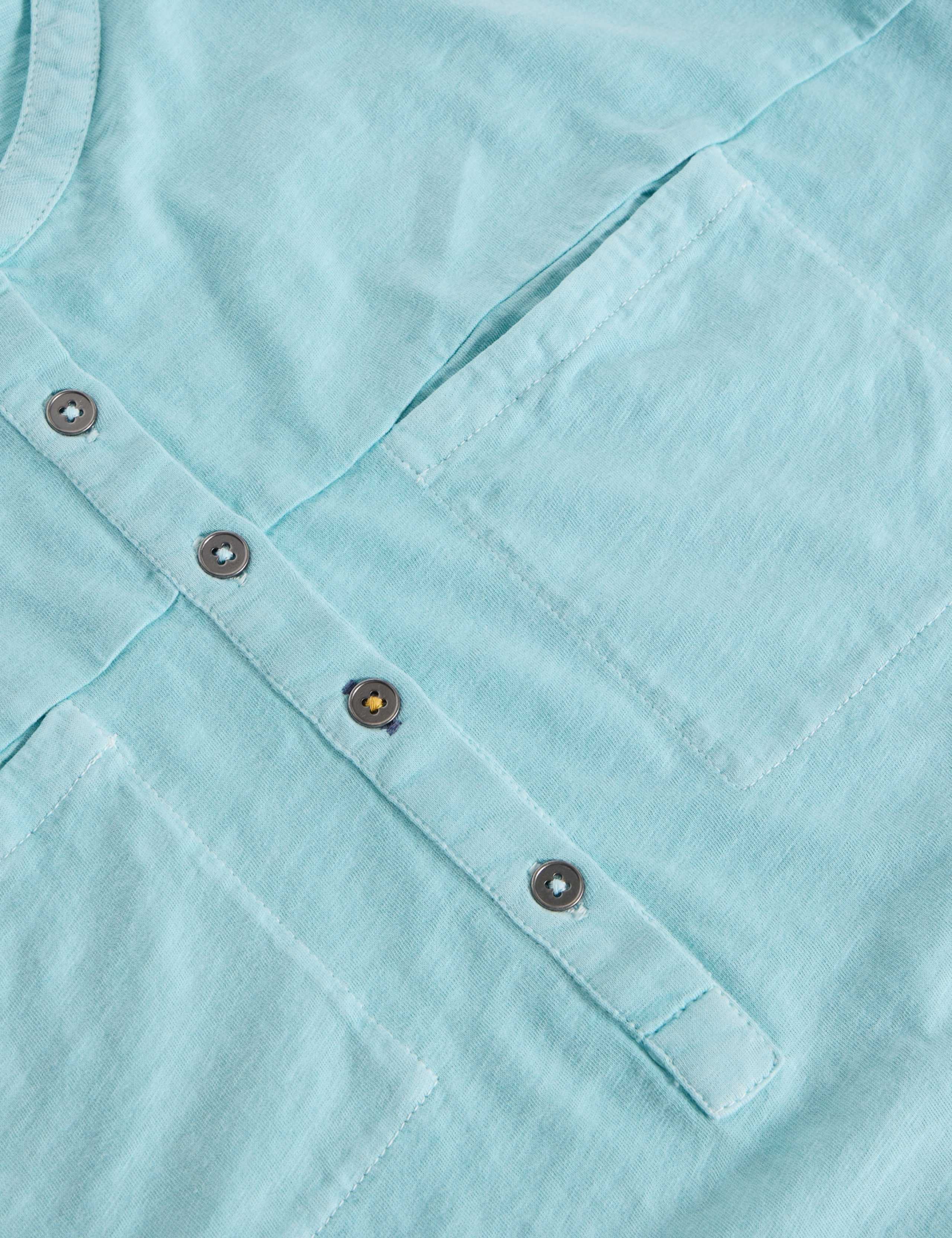 Pure Cotton Crew Neck Button Detail Shirt 7 of 7