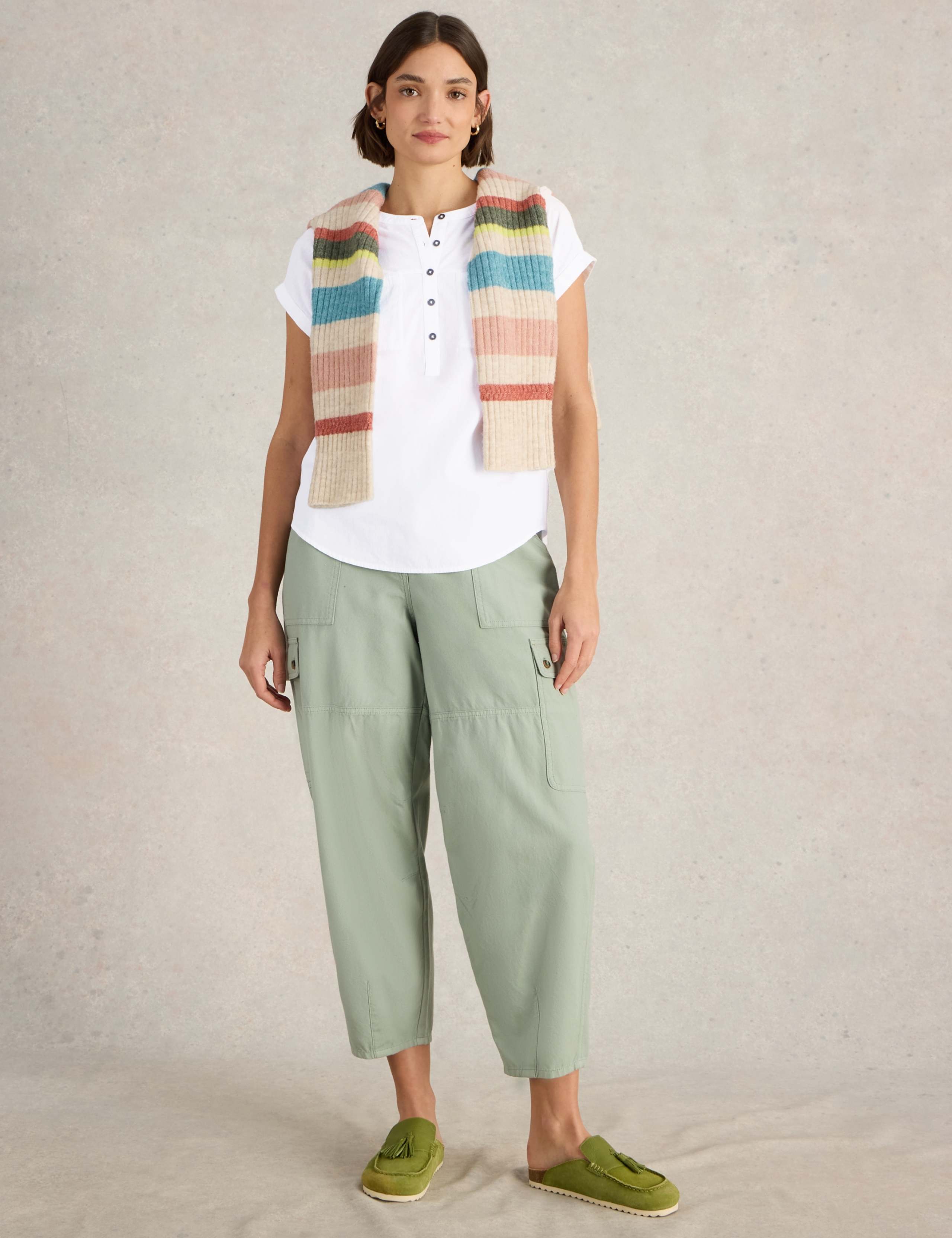 Pure Cotton Crew Neck Button Detail Shirt 3 of 6