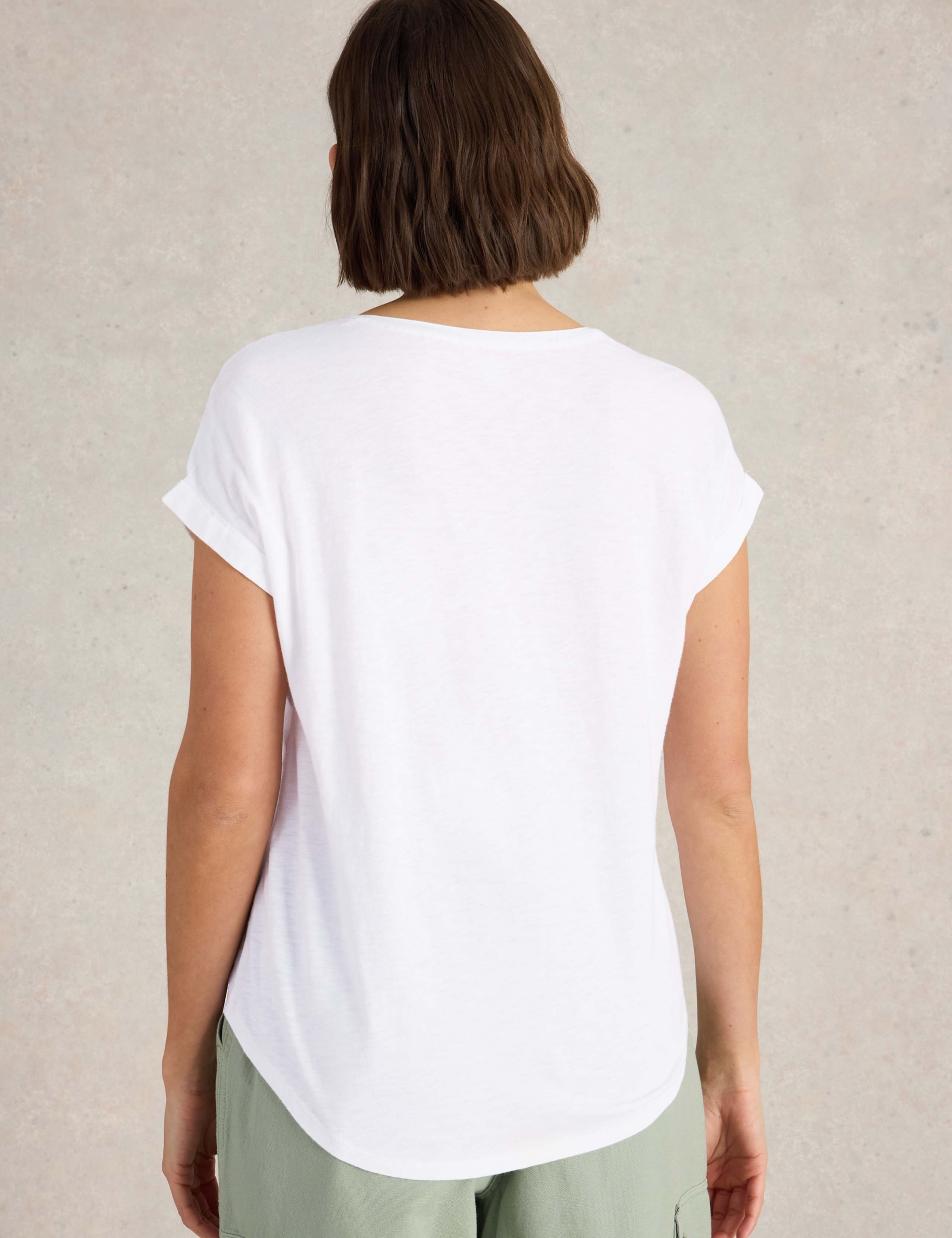 Pure Cotton Crew Neck Button Detail Shirt 4 of 6