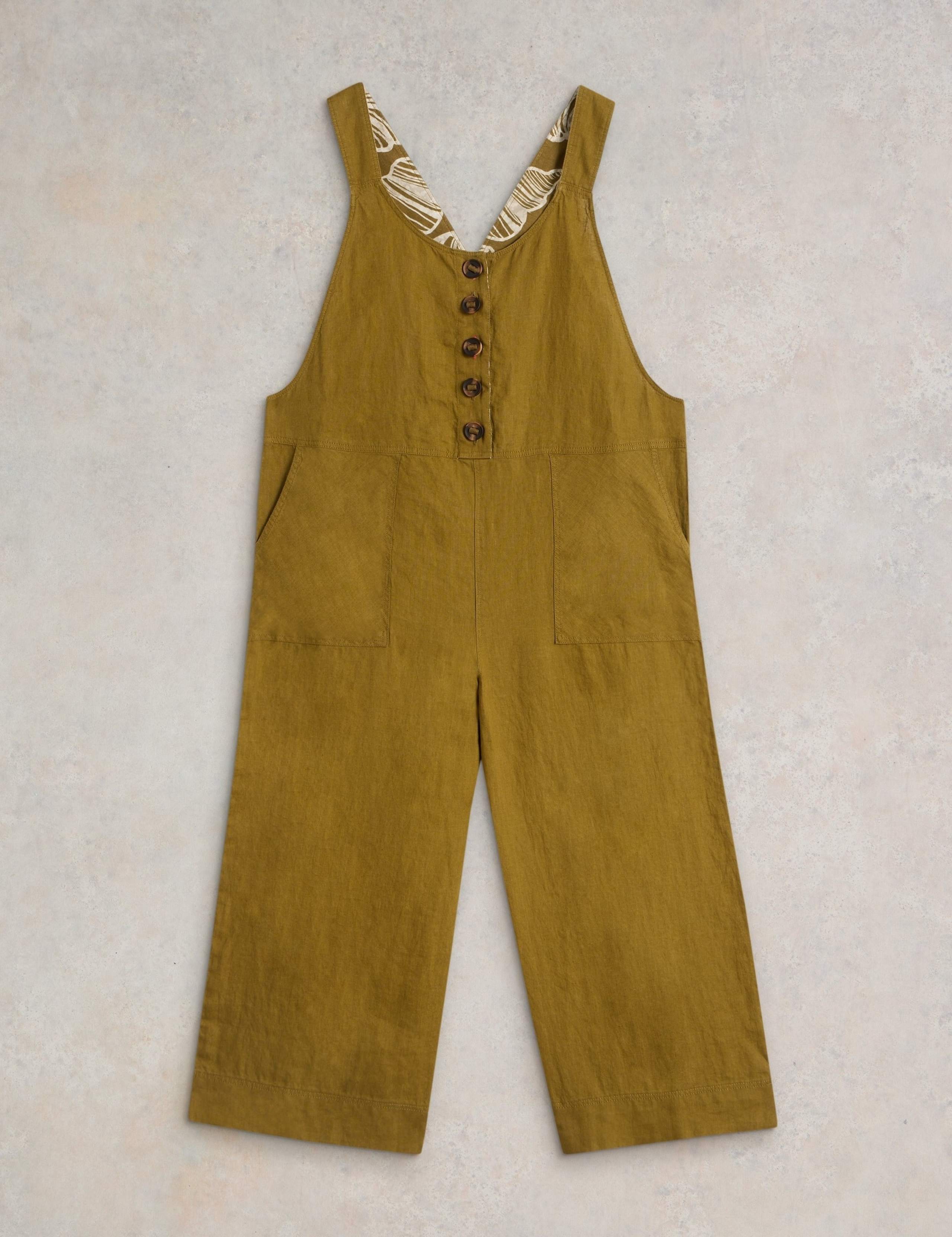 Pure Linen Cropped Dungarees 2 of 6