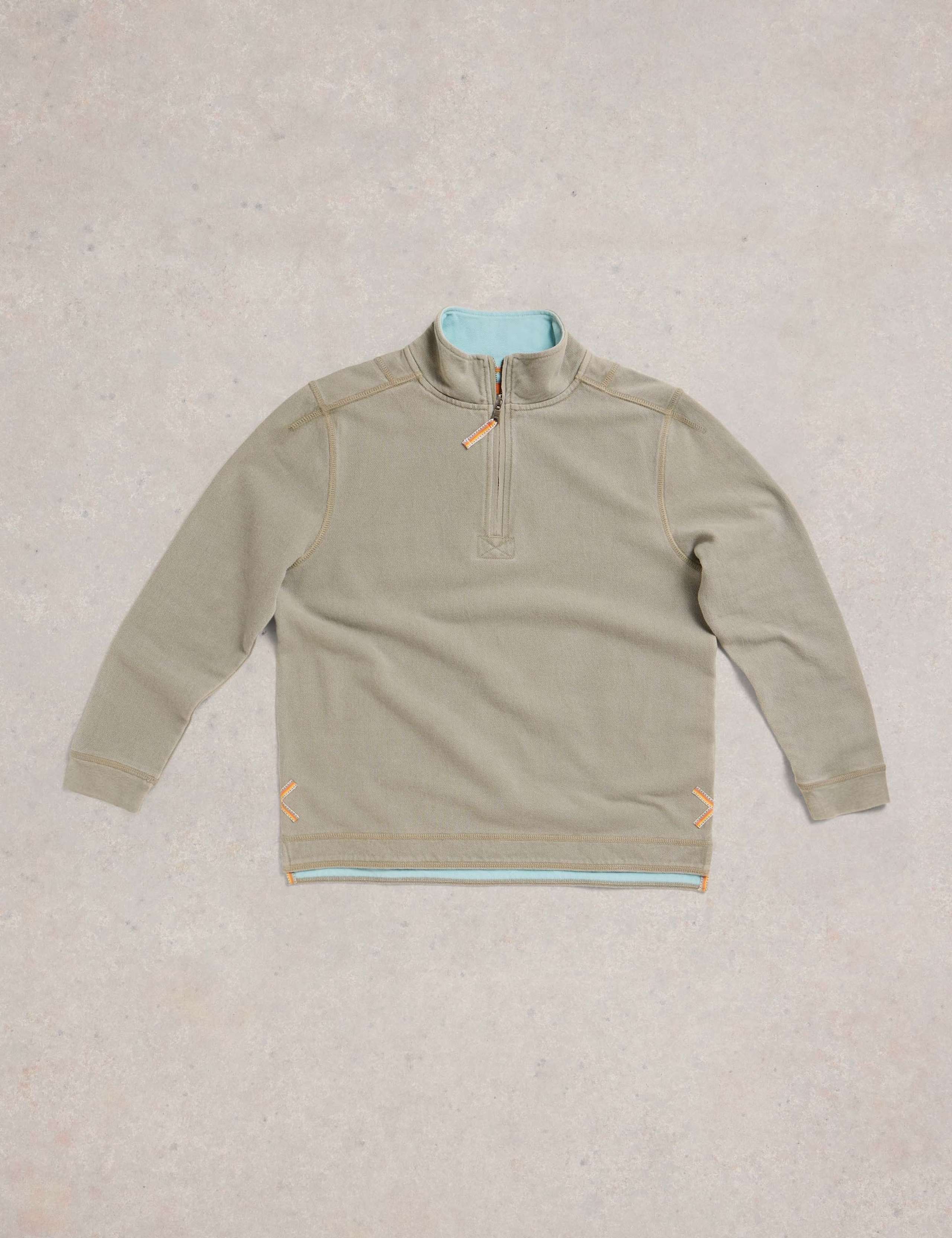 Pure Cotton Funnel Neck Half Zip Sweatshirt 2 of 7