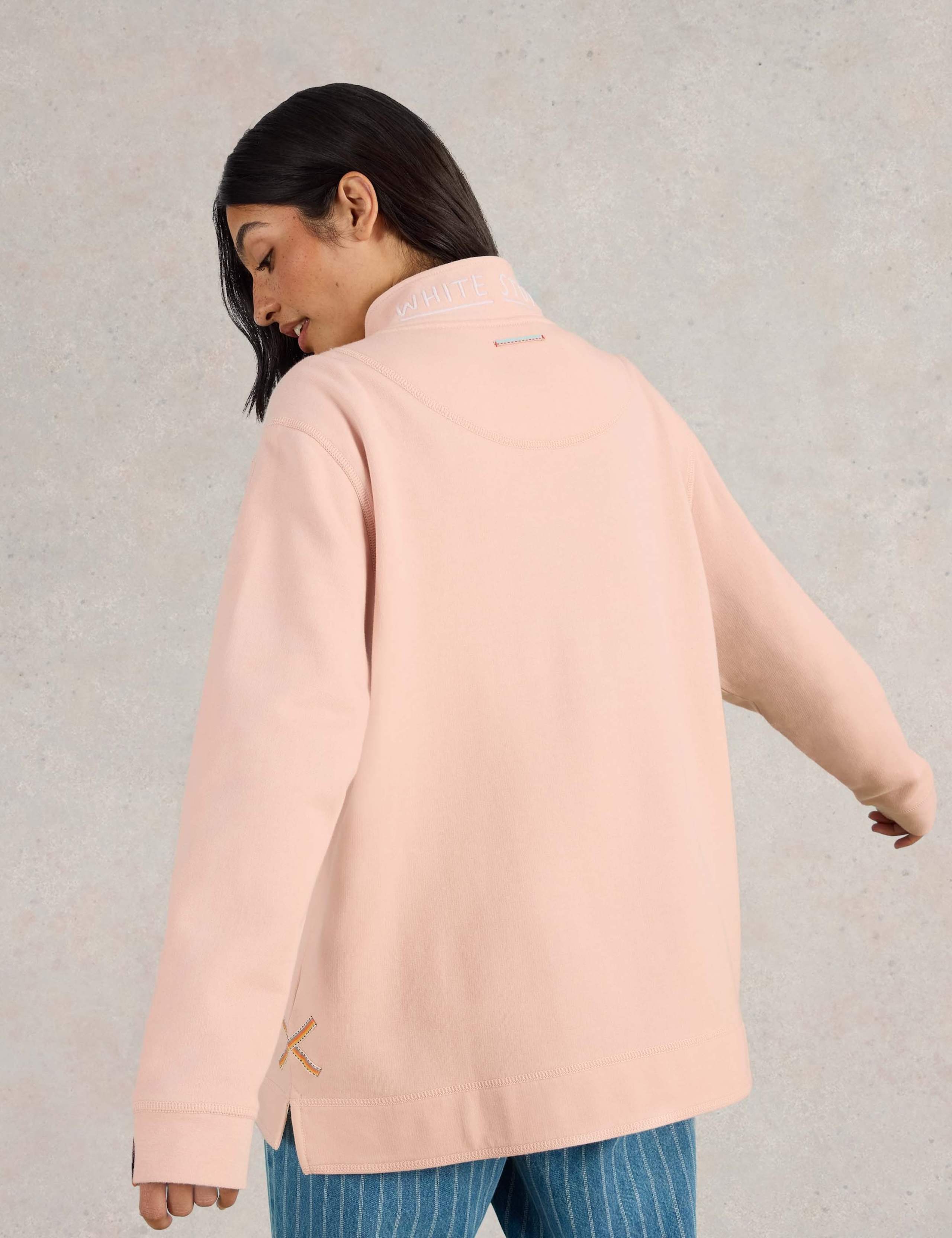 Pure Cotton Funnel Neck Half Zip Sweatshirt 4 of 7