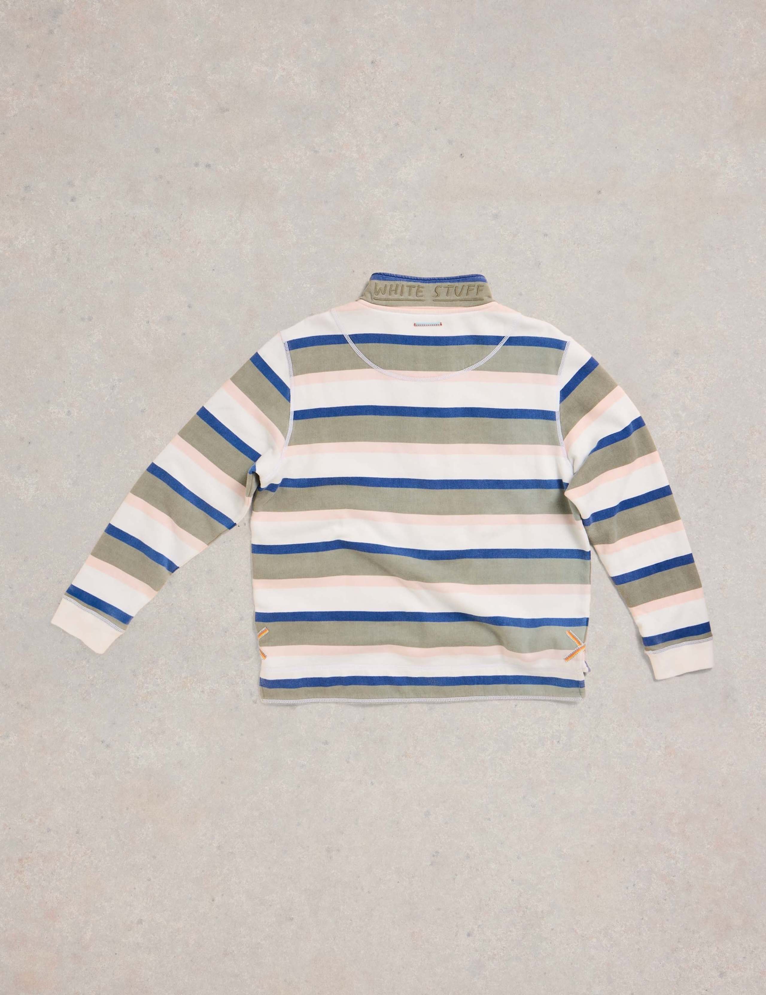 Pure Cotton Striped Funnel Neck Sweatshirt 6 of 7