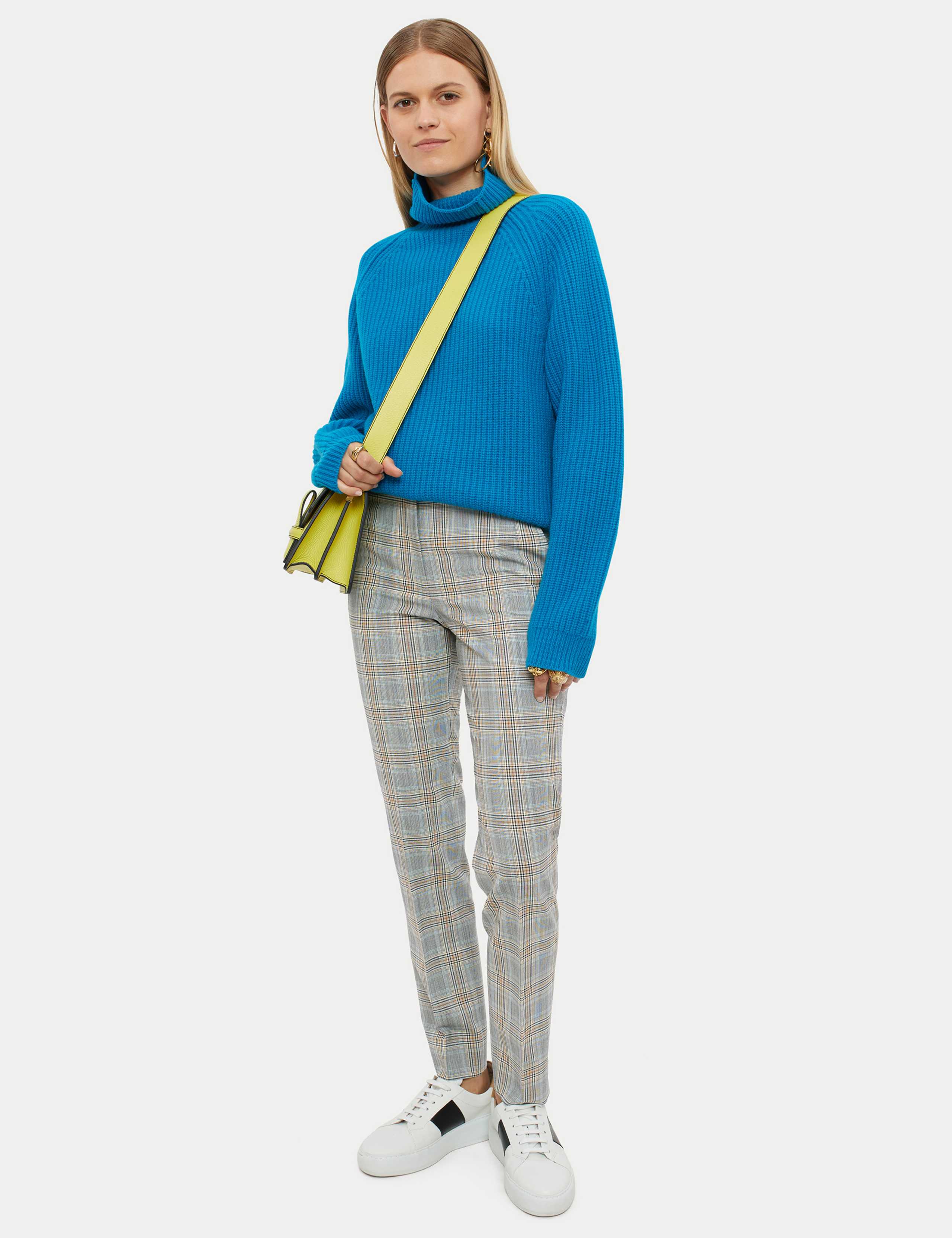 Wool Blend Checked Slim Fit Trousers 1 of 5