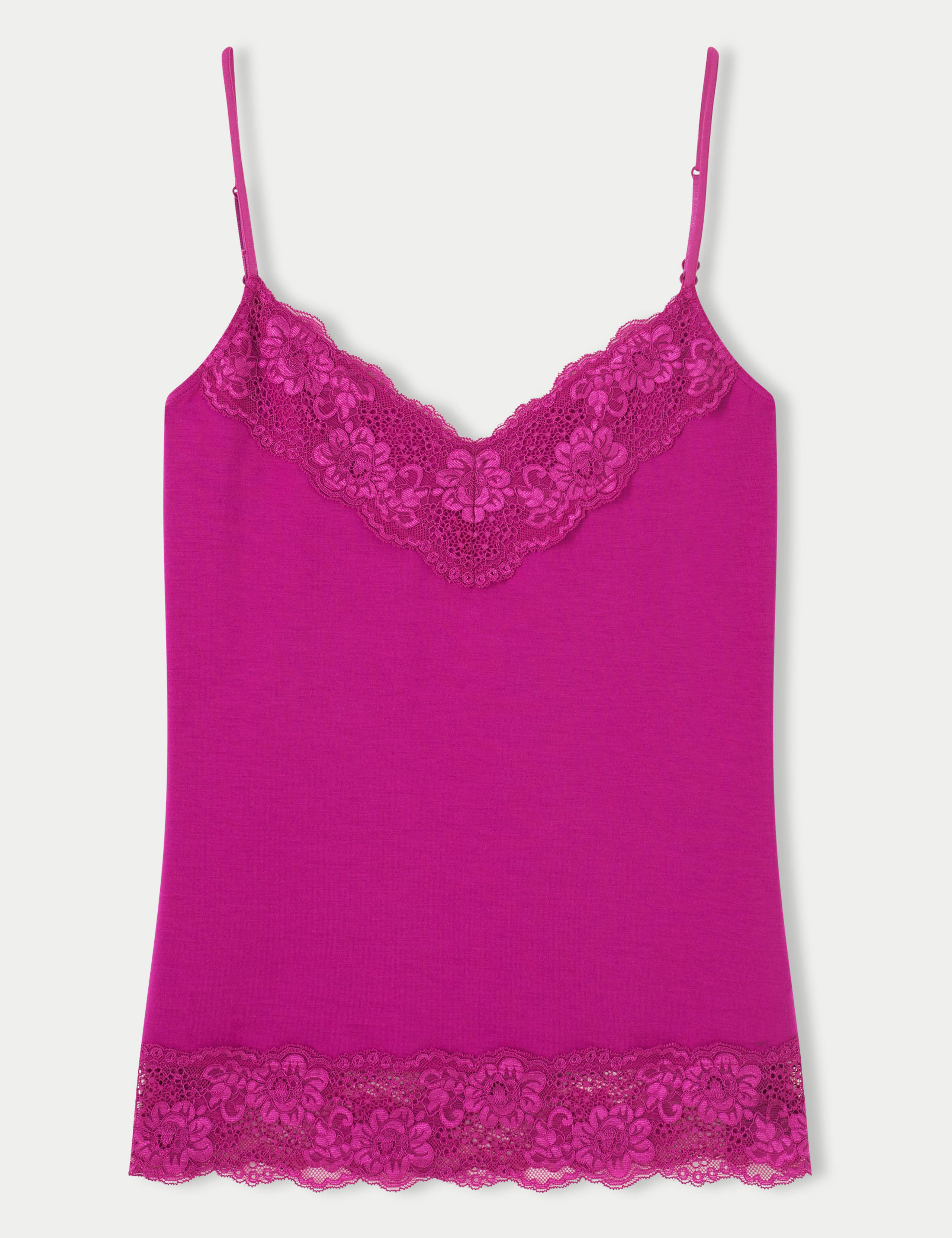 Modal Rich V-Neck Lace Insert Vest Top 1 of 4