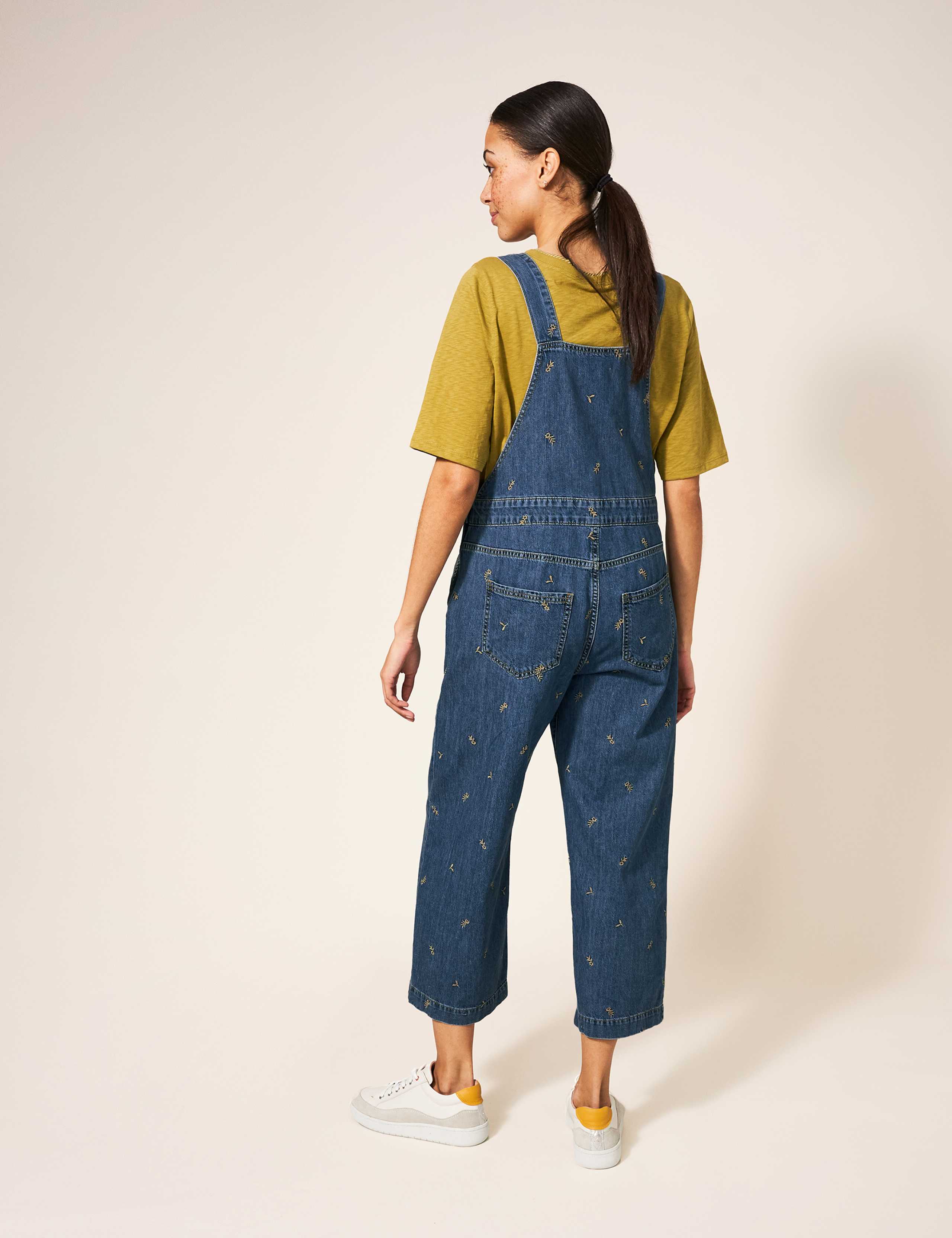 Denim Embroidered Cropped Dungarees 2 of 5
