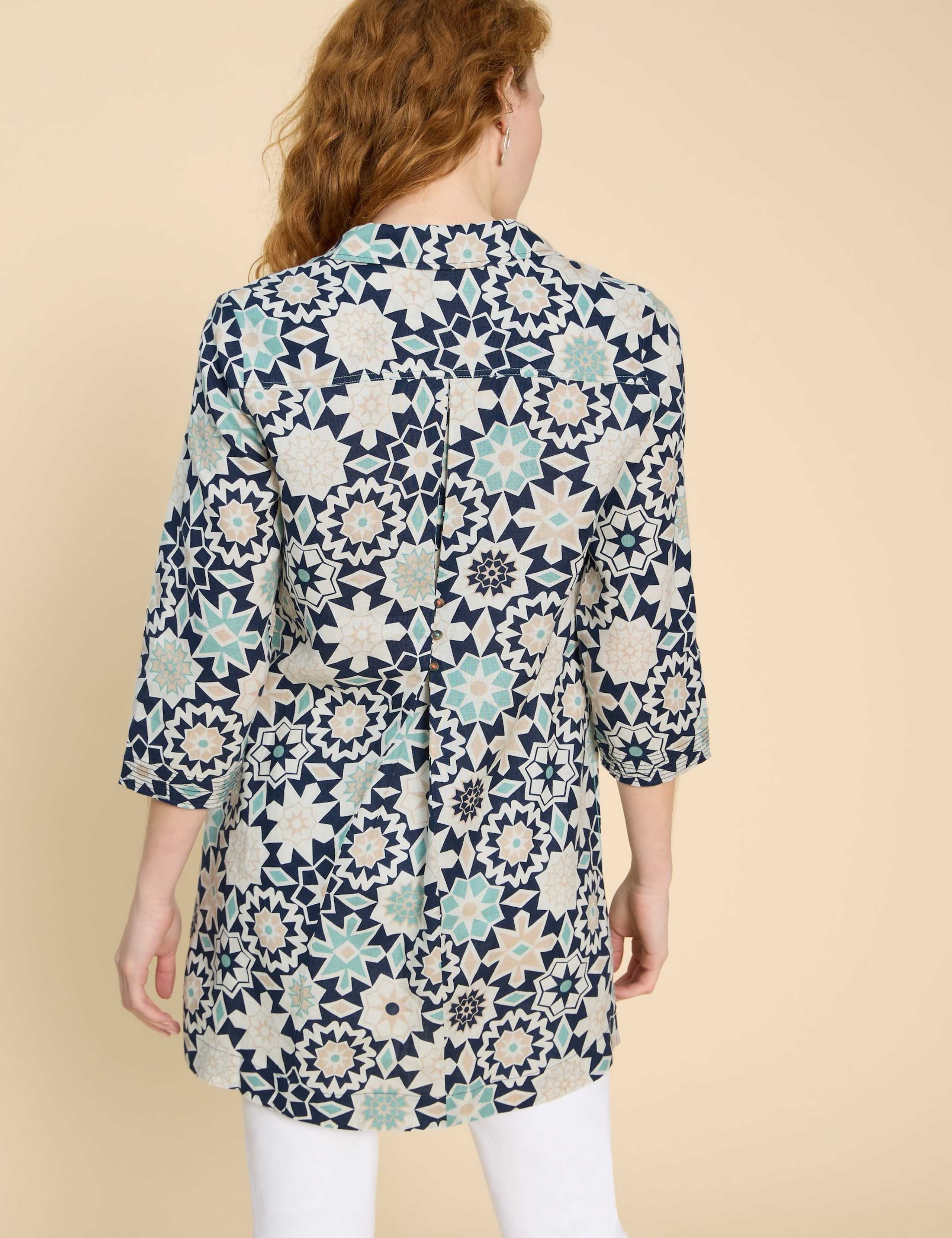 Linen Printed V-Neck Tunic 3 of 6