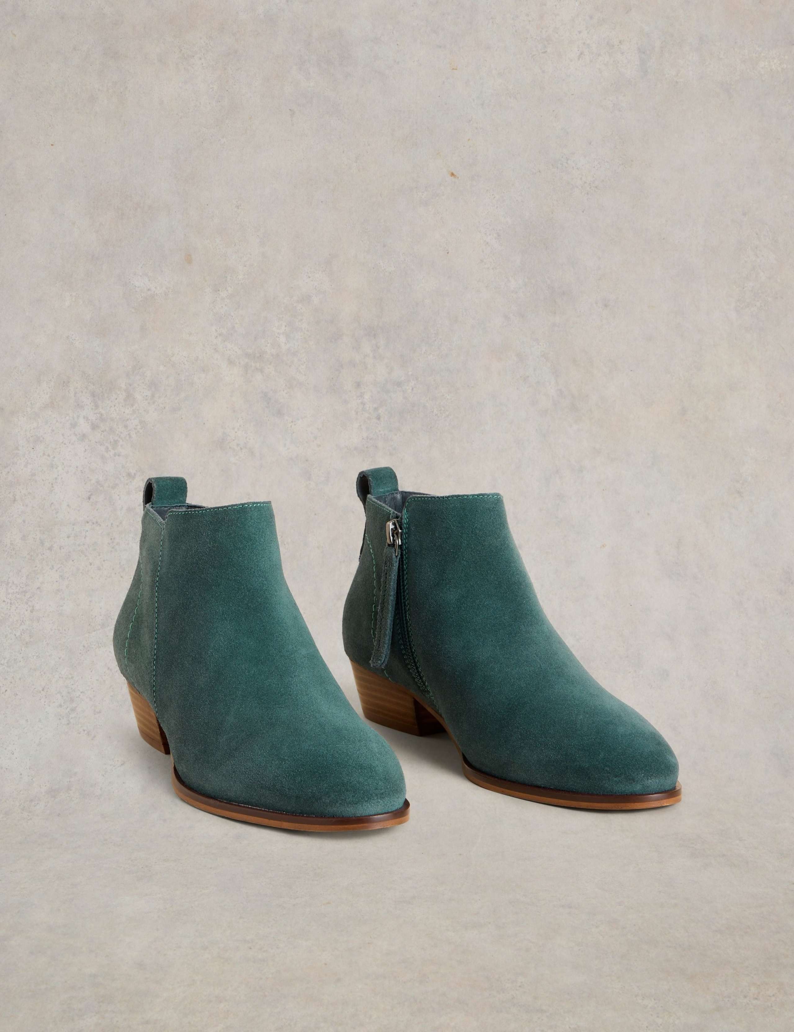 Suede Block Heel Ankle Boots 2 of 4