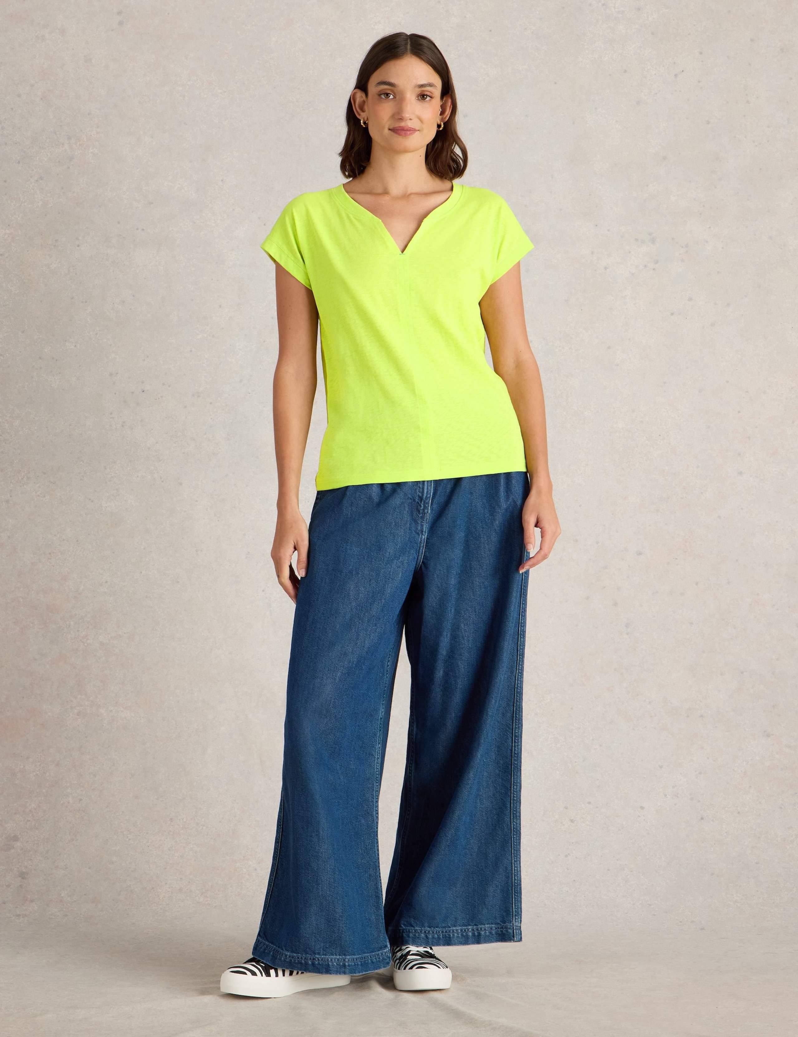 Pure Cotton Notch Neck T-Shirt 3 of 6