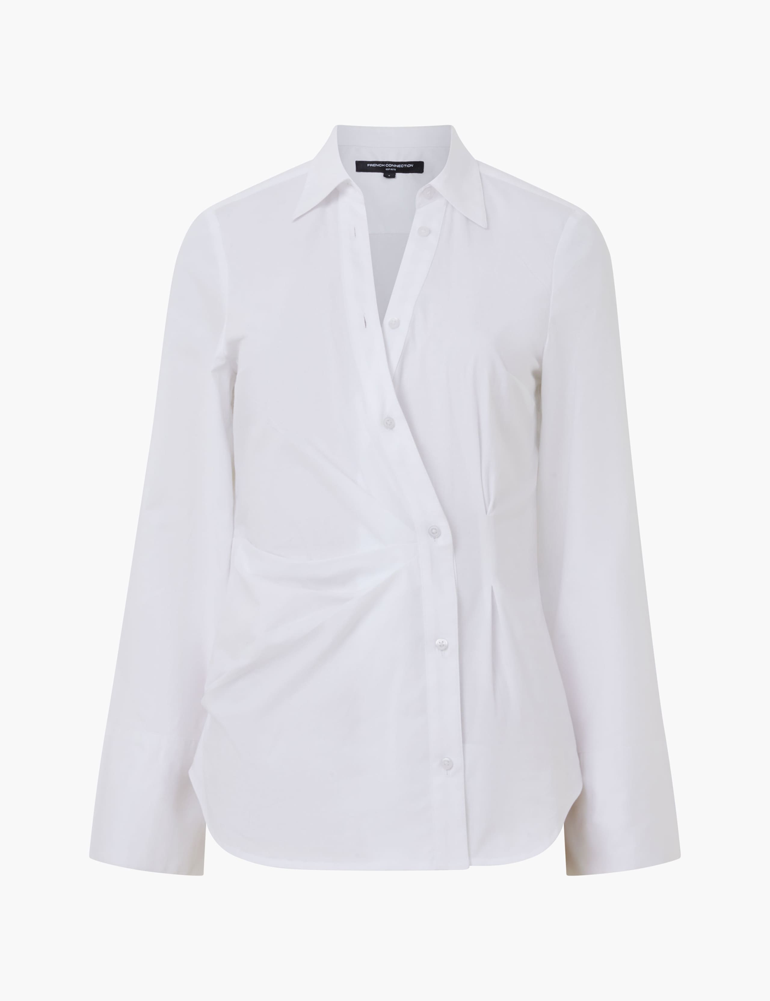 Cotton Rich Collared V-Neck Asymmetric Shirt 2 of 4