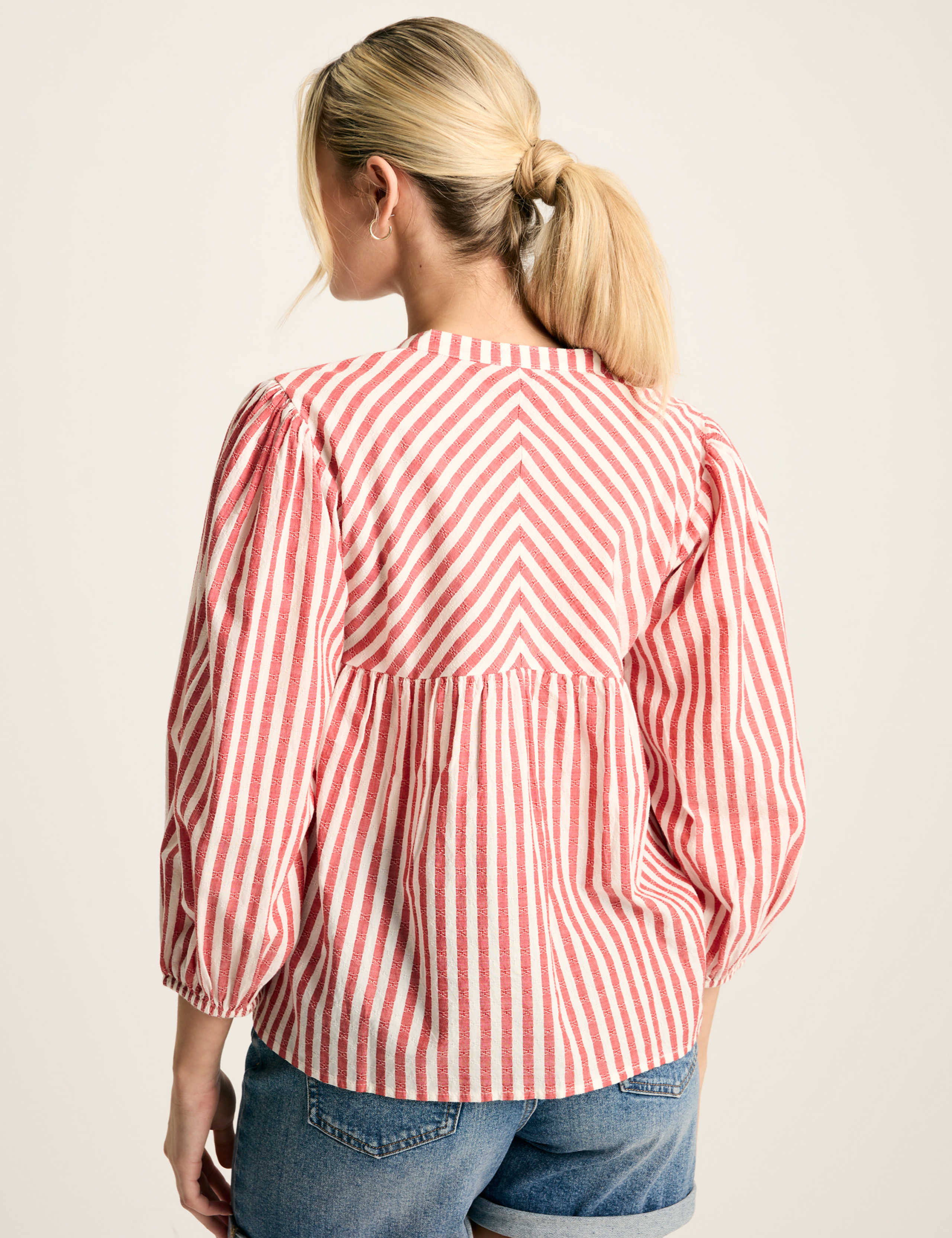 Pure Cotton Striped Blouson Sleeve Blouse 3 of 6