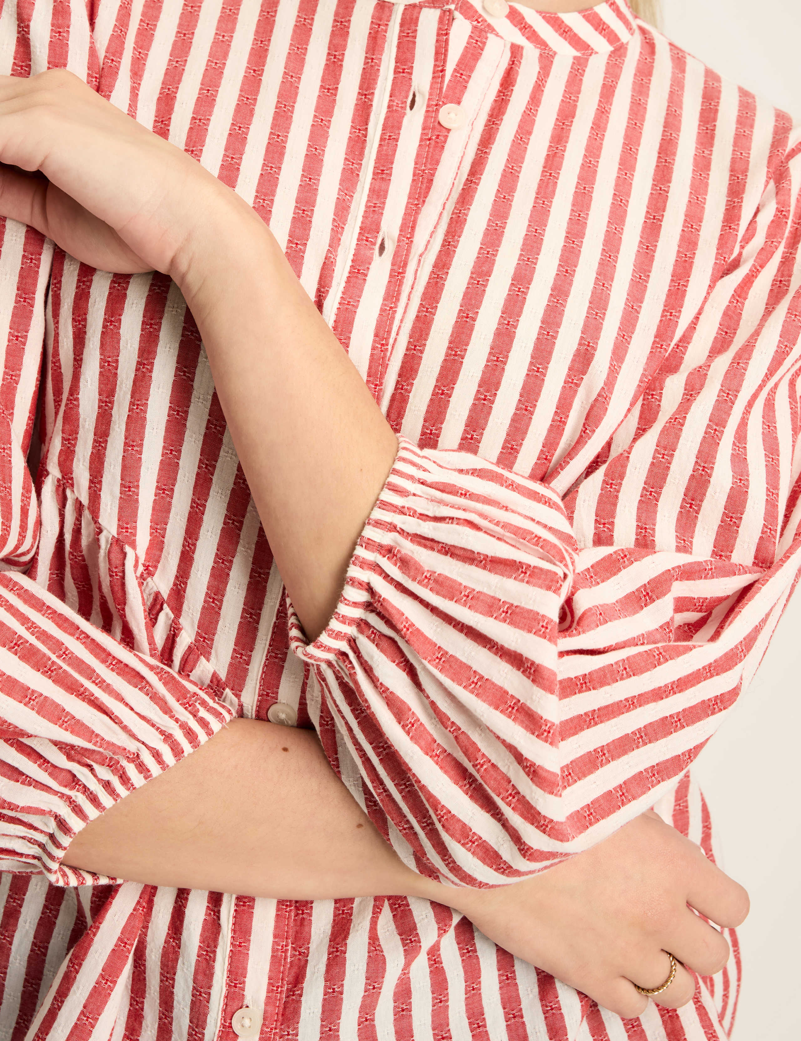 Pure Cotton Striped Blouson Sleeve Blouse 6 of 6