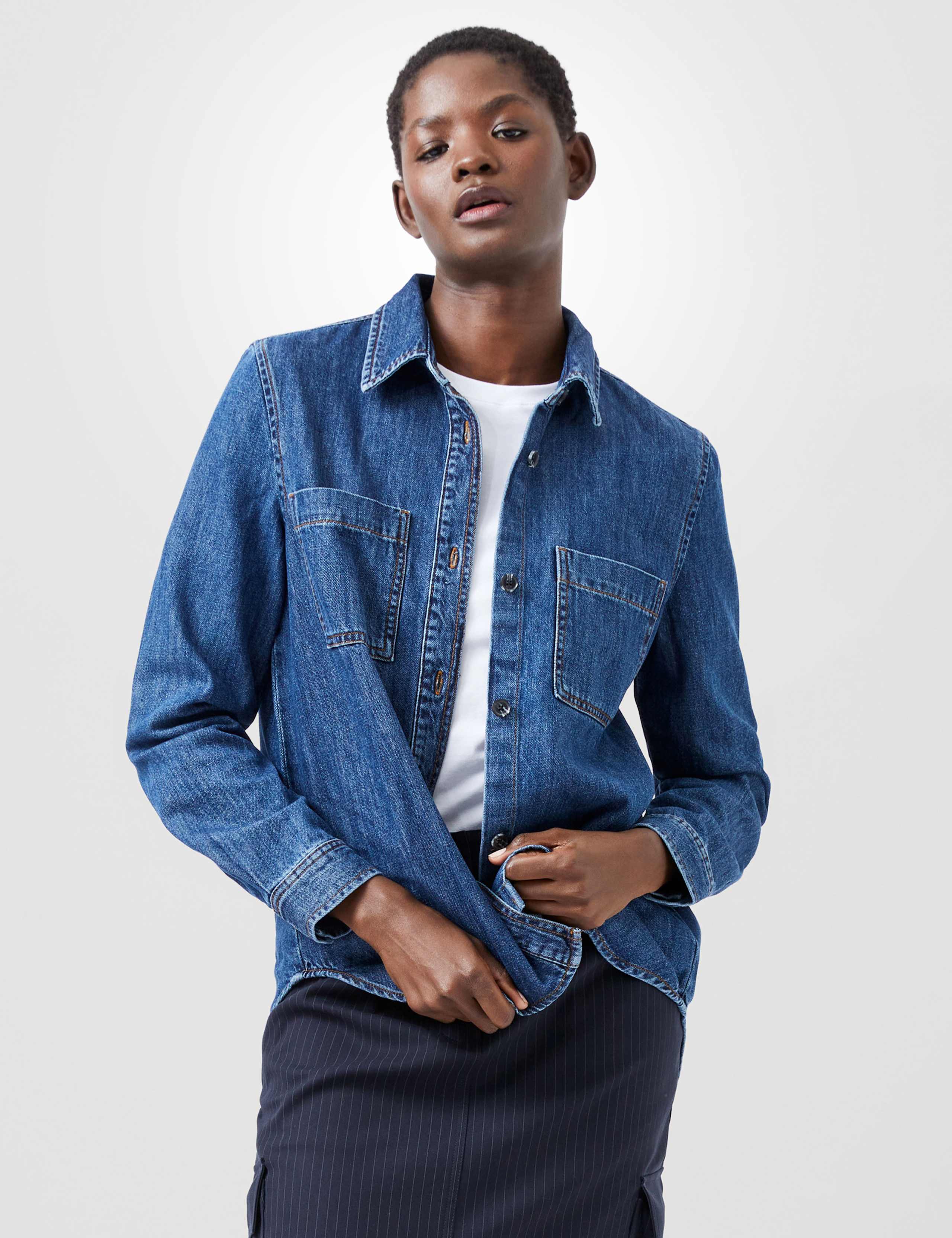 Denim Collared Relaxed Shirt 1 of 4
