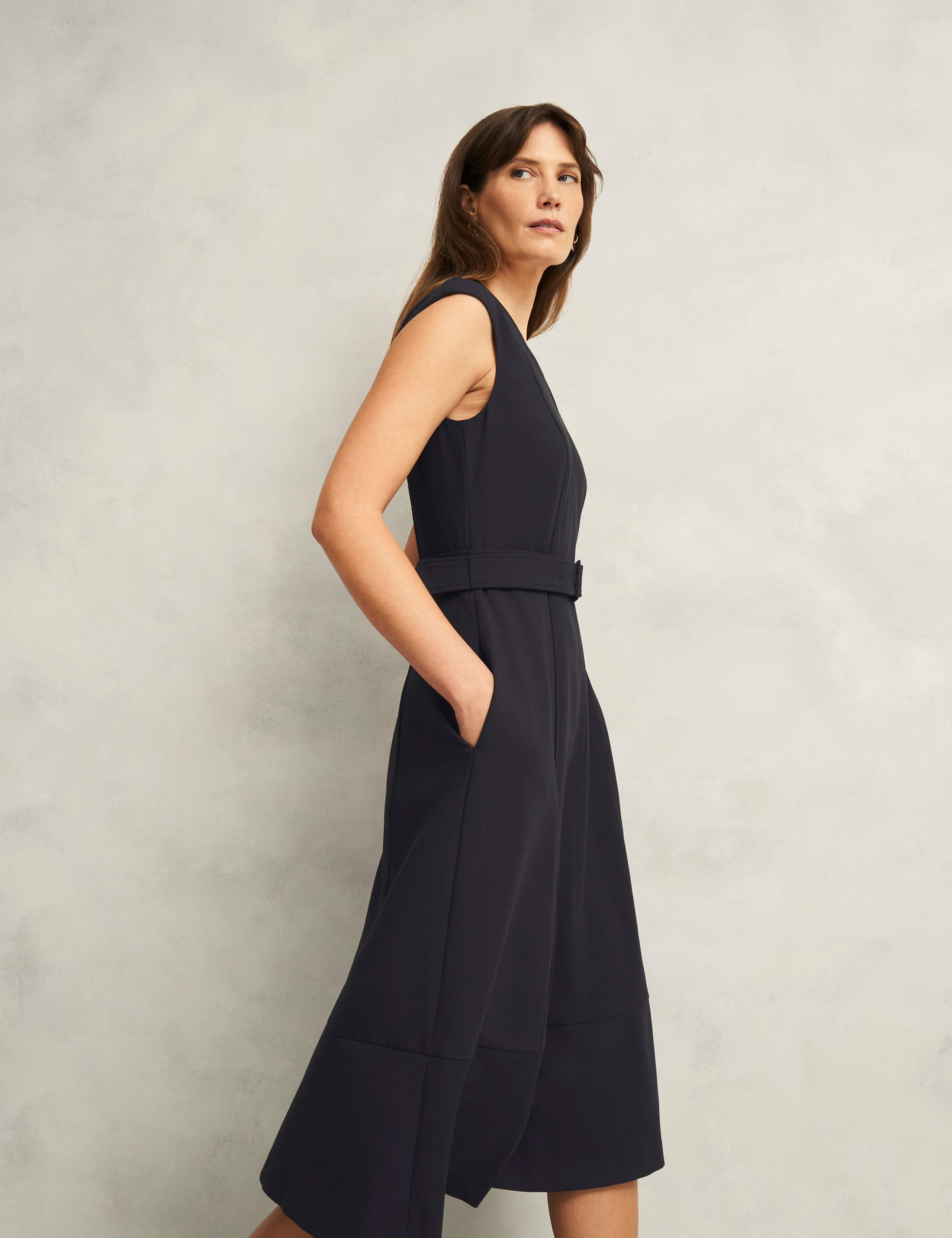 V-Neck Belted Midi Skater Dress 5 of 7