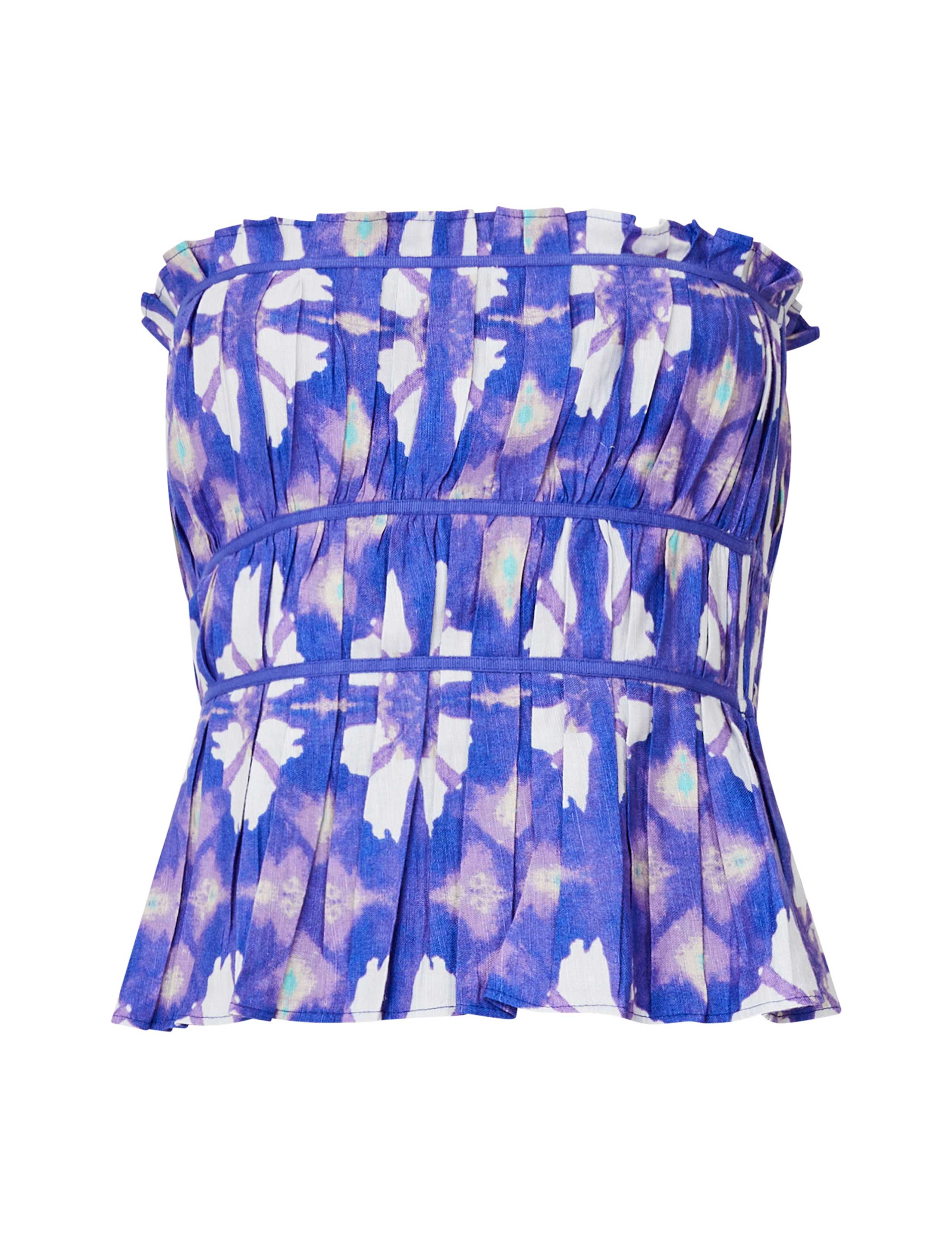 Linen Blend Tie Dye Off The Shoulder Top 2 of 4