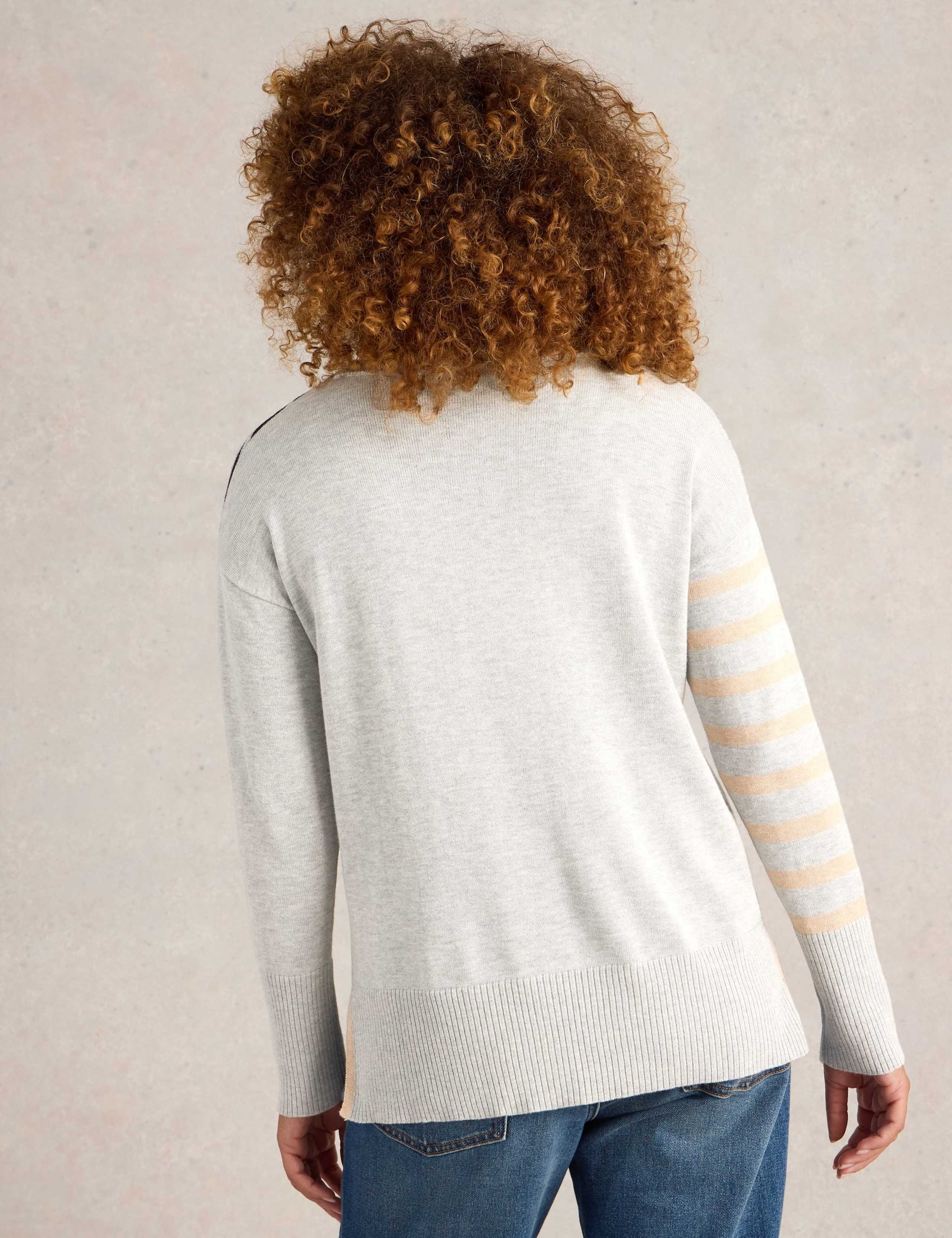 Cotton Rich Striped Heart Crew Neck Jumper 4 of 6