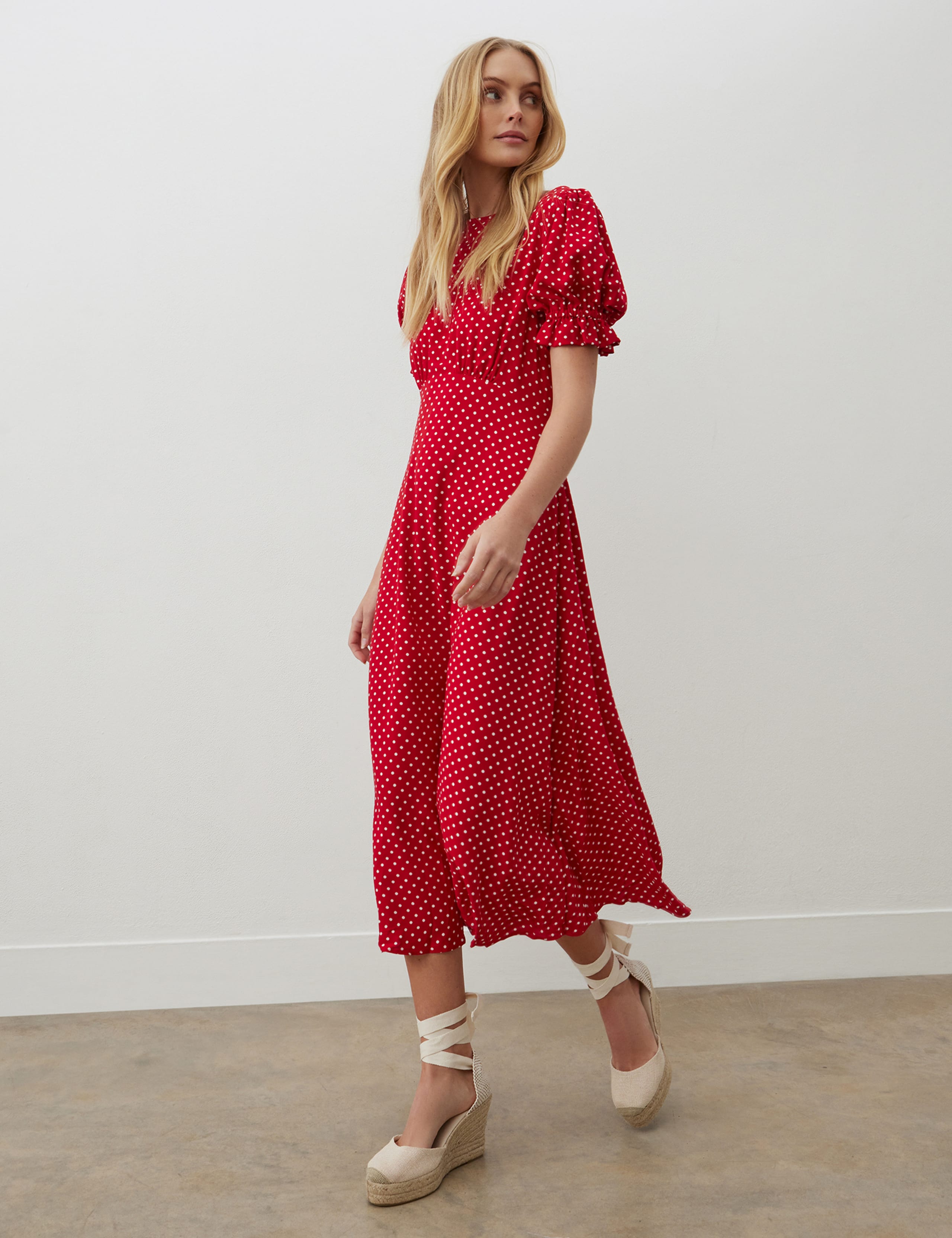 Polka Dot Midi Tea Dress 3 of 5