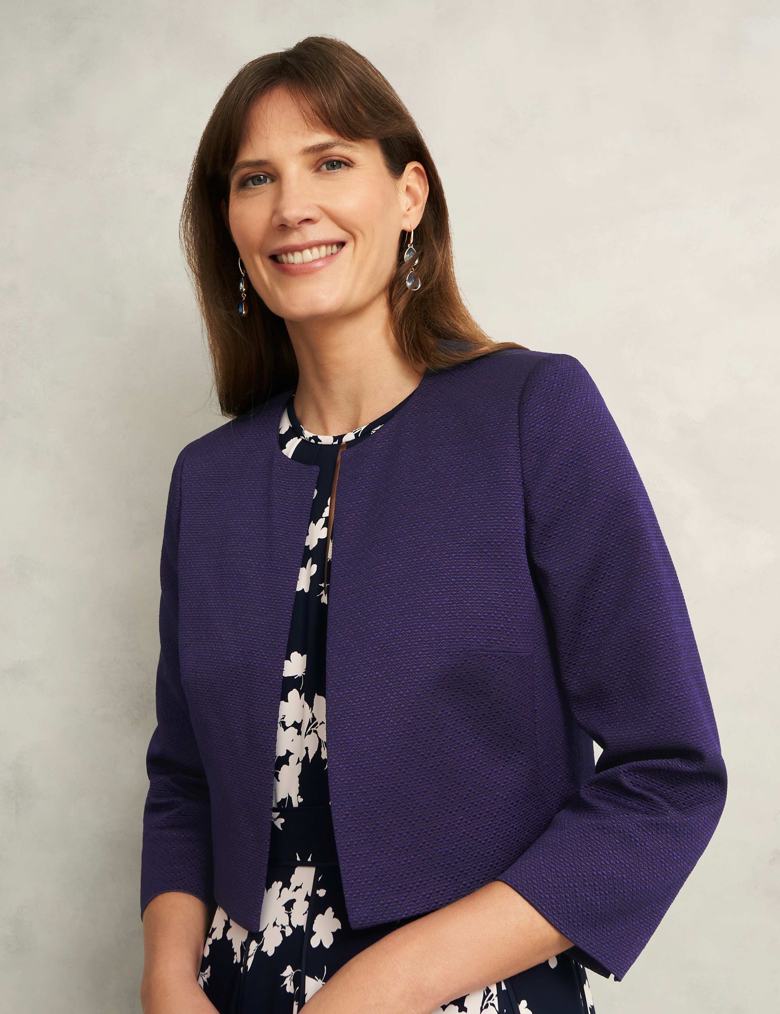 Collarless Cropped Jacket 1 of 7