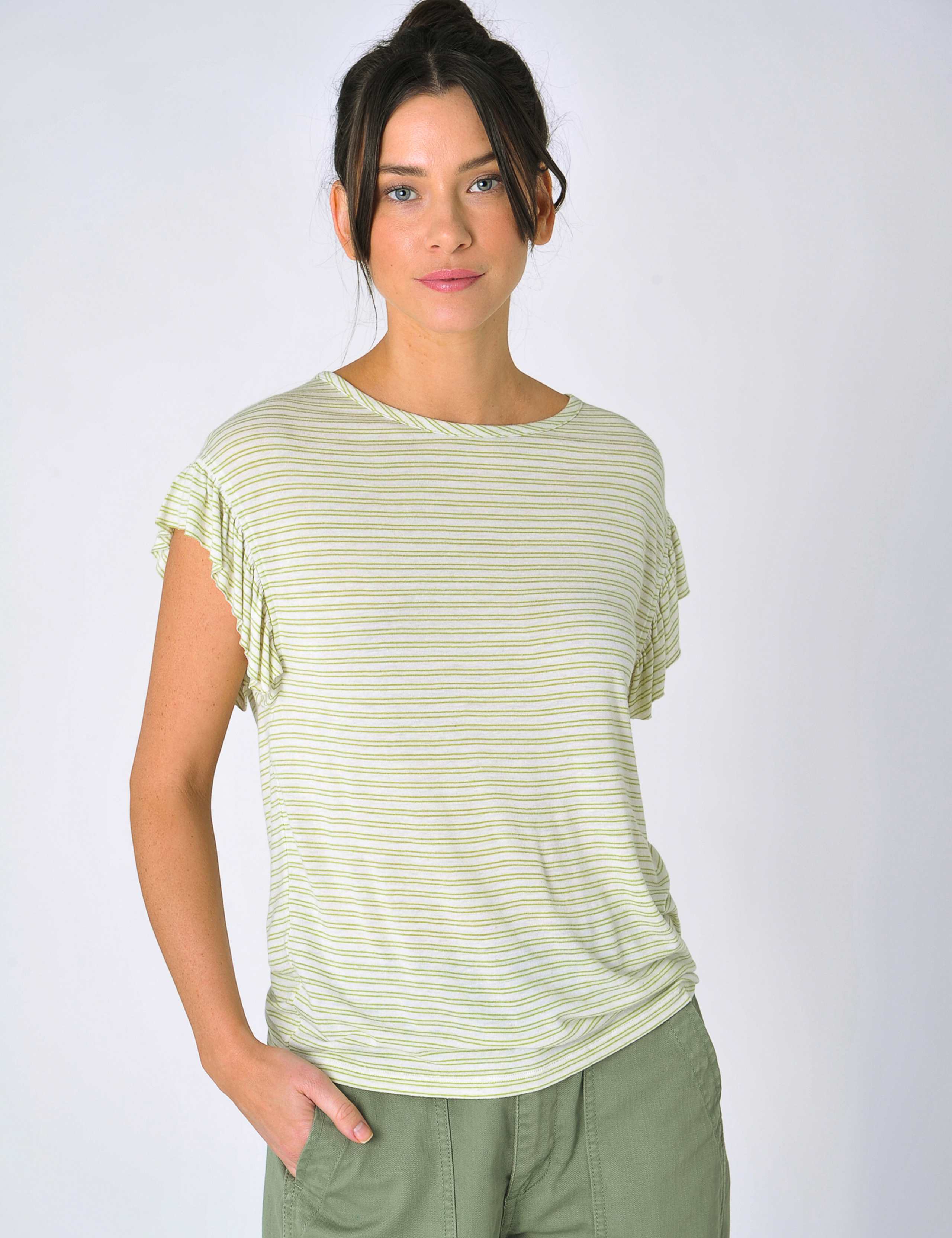 Jersey Striped Frill Detail Top 1 of 5
