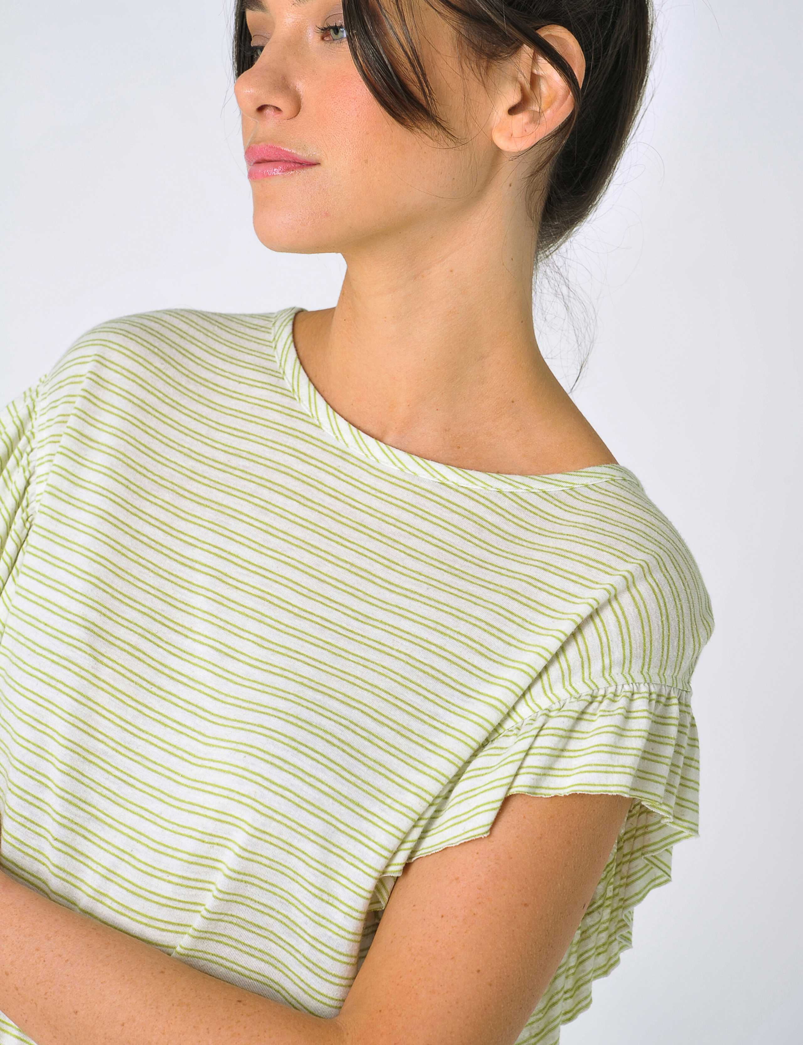 Jersey Striped Frill Detail Top 4 of 5
