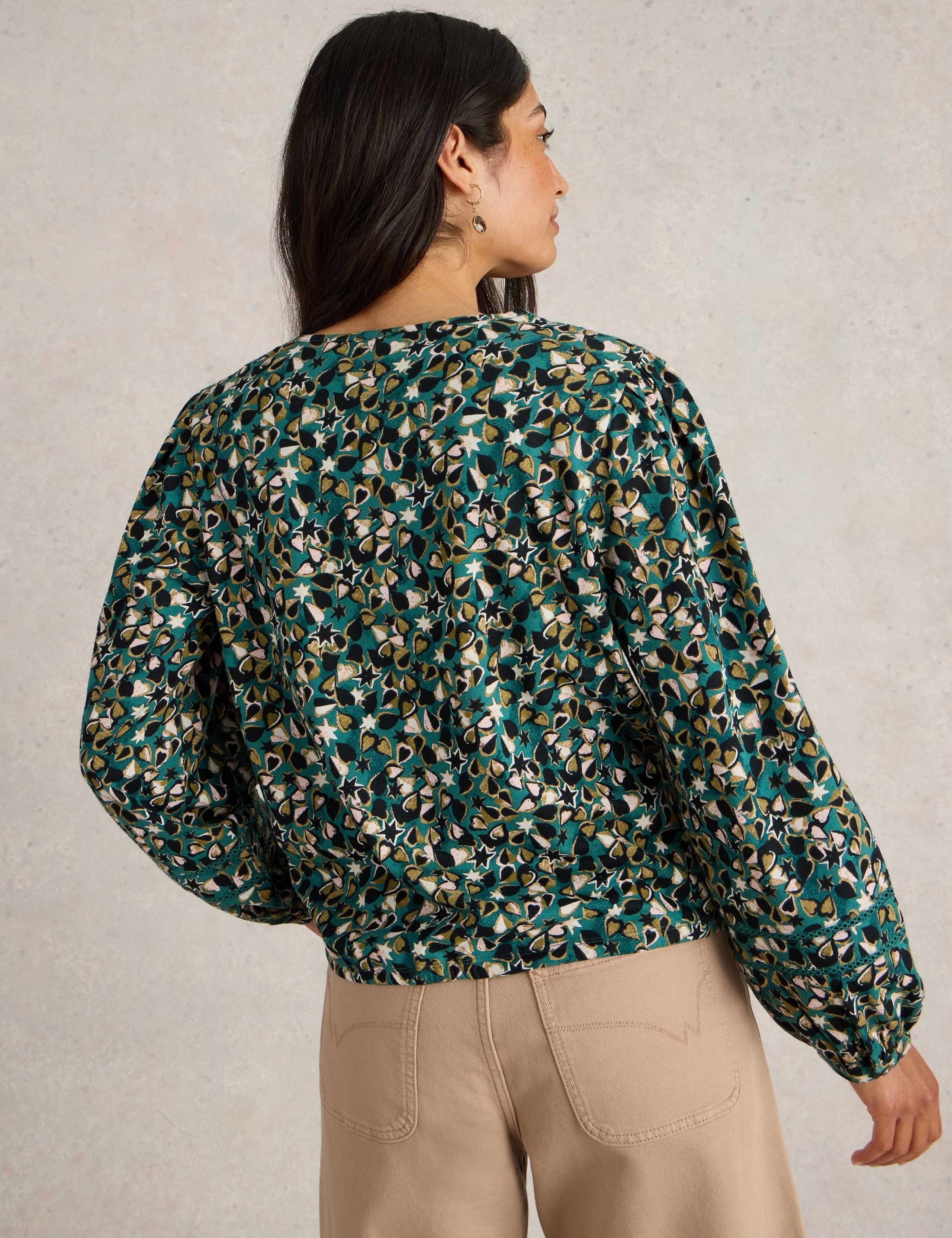 Pure Cotton Printed V-Neck Top 3 of 6