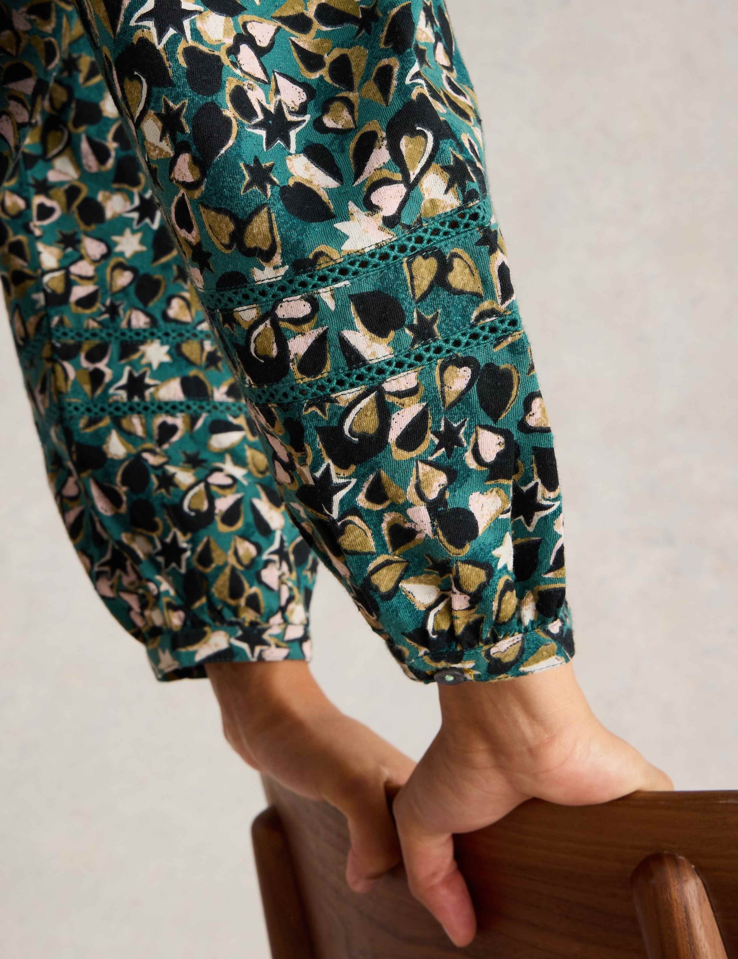 Pure Cotton Printed V-Neck Top 5 of 6