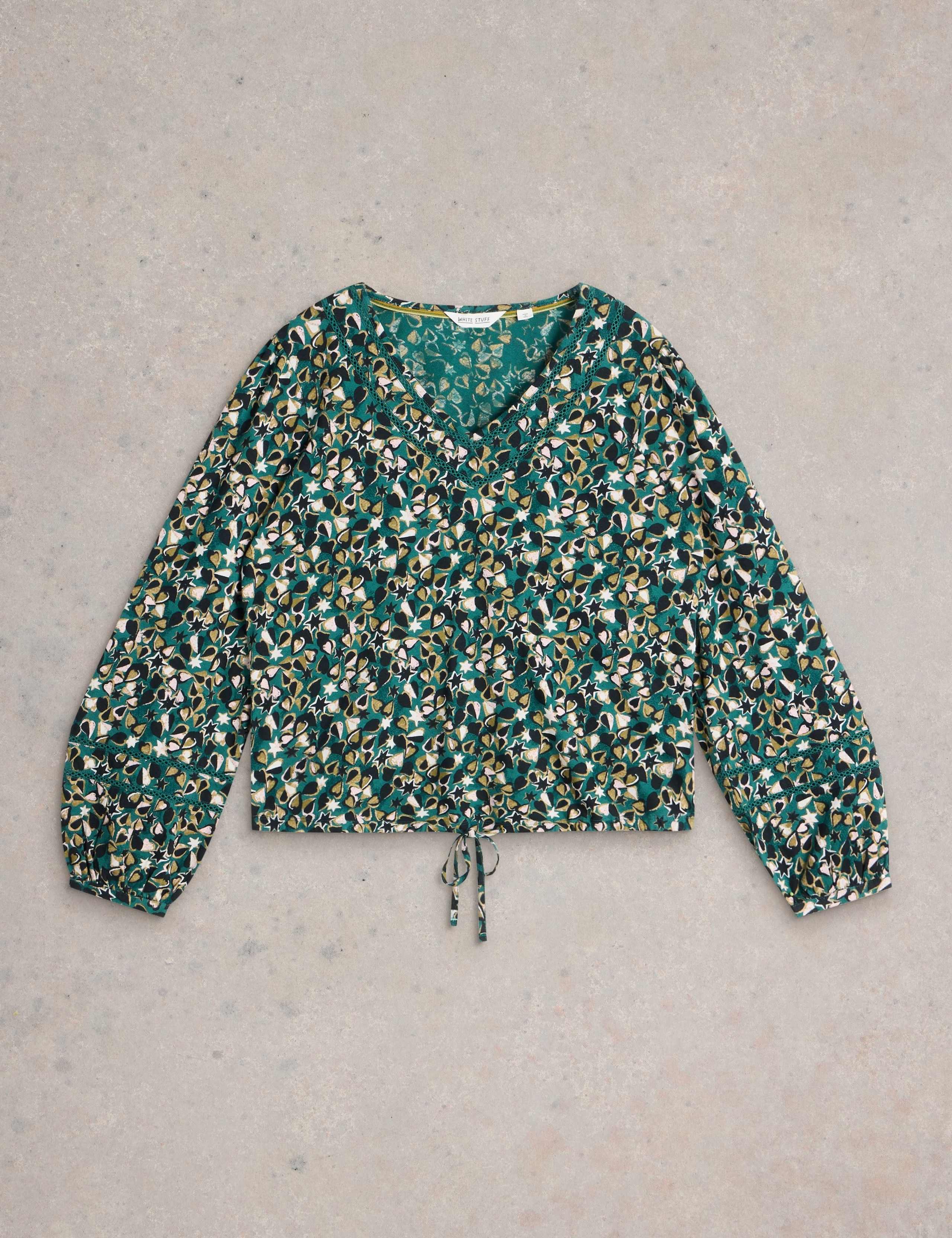 Pure Cotton Printed V-Neck Top 2 of 6