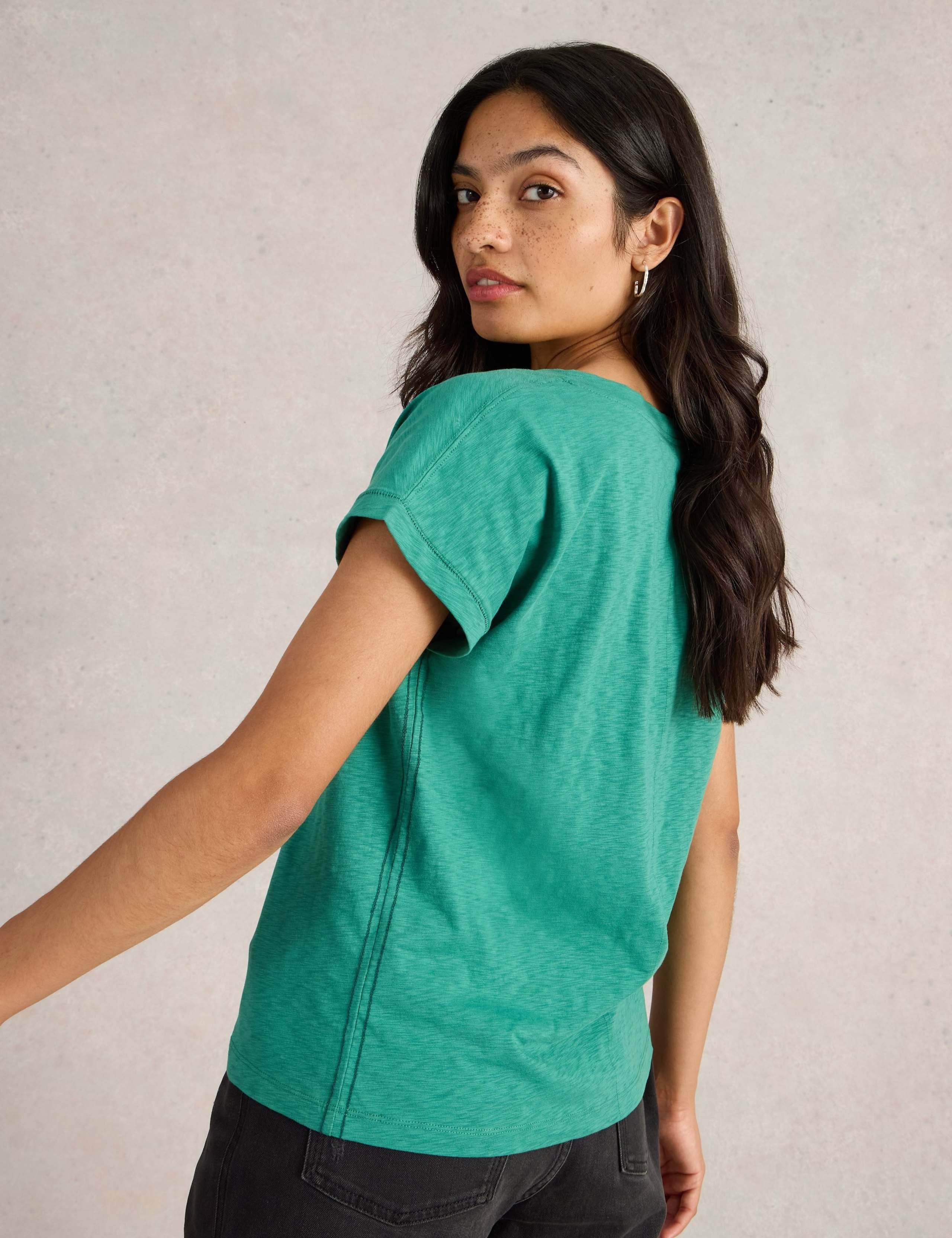 Pure Cotton Notch Neck T-Shirt 3 of 6