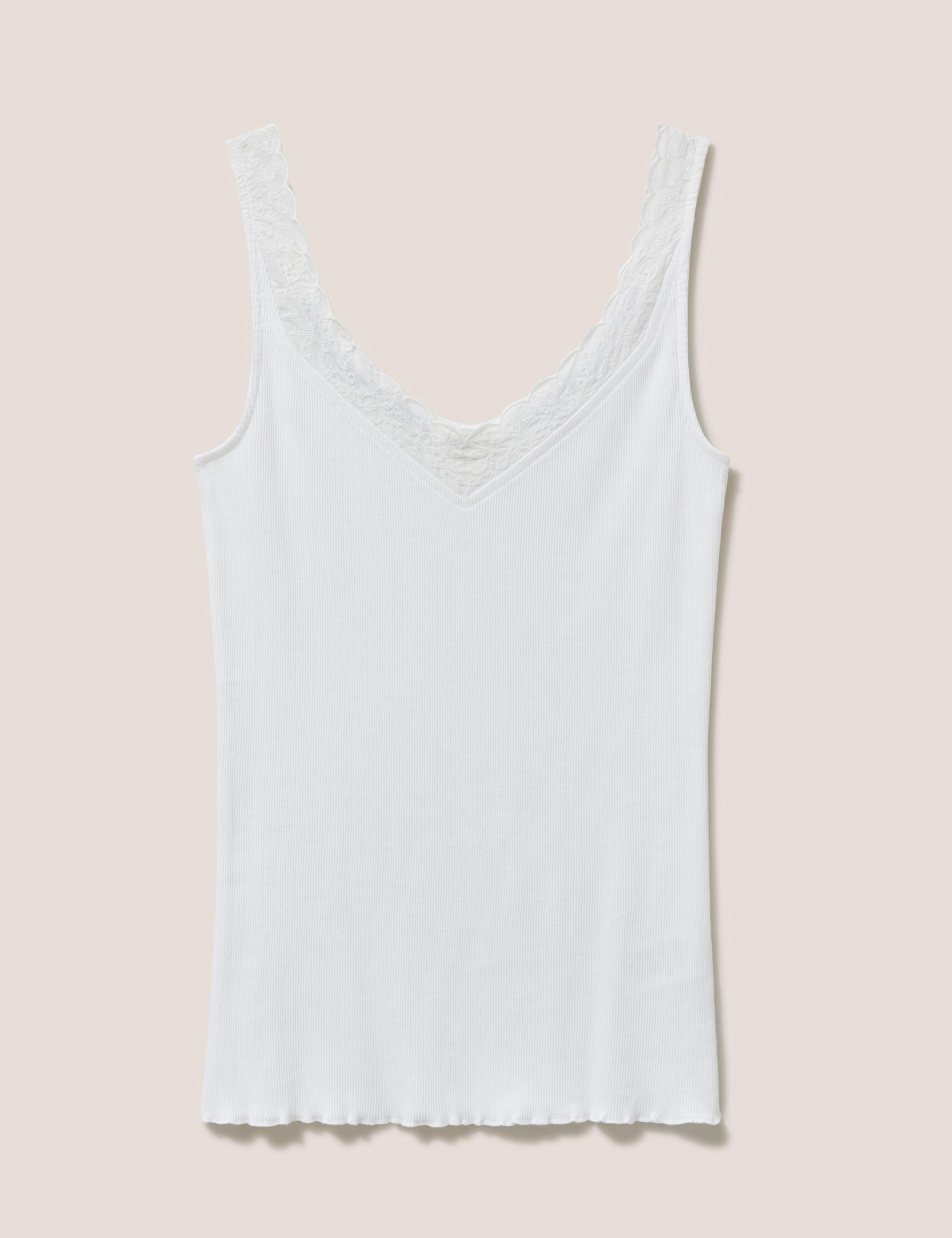 Pure Cotton Lace Detail Vest Top 2 of 4