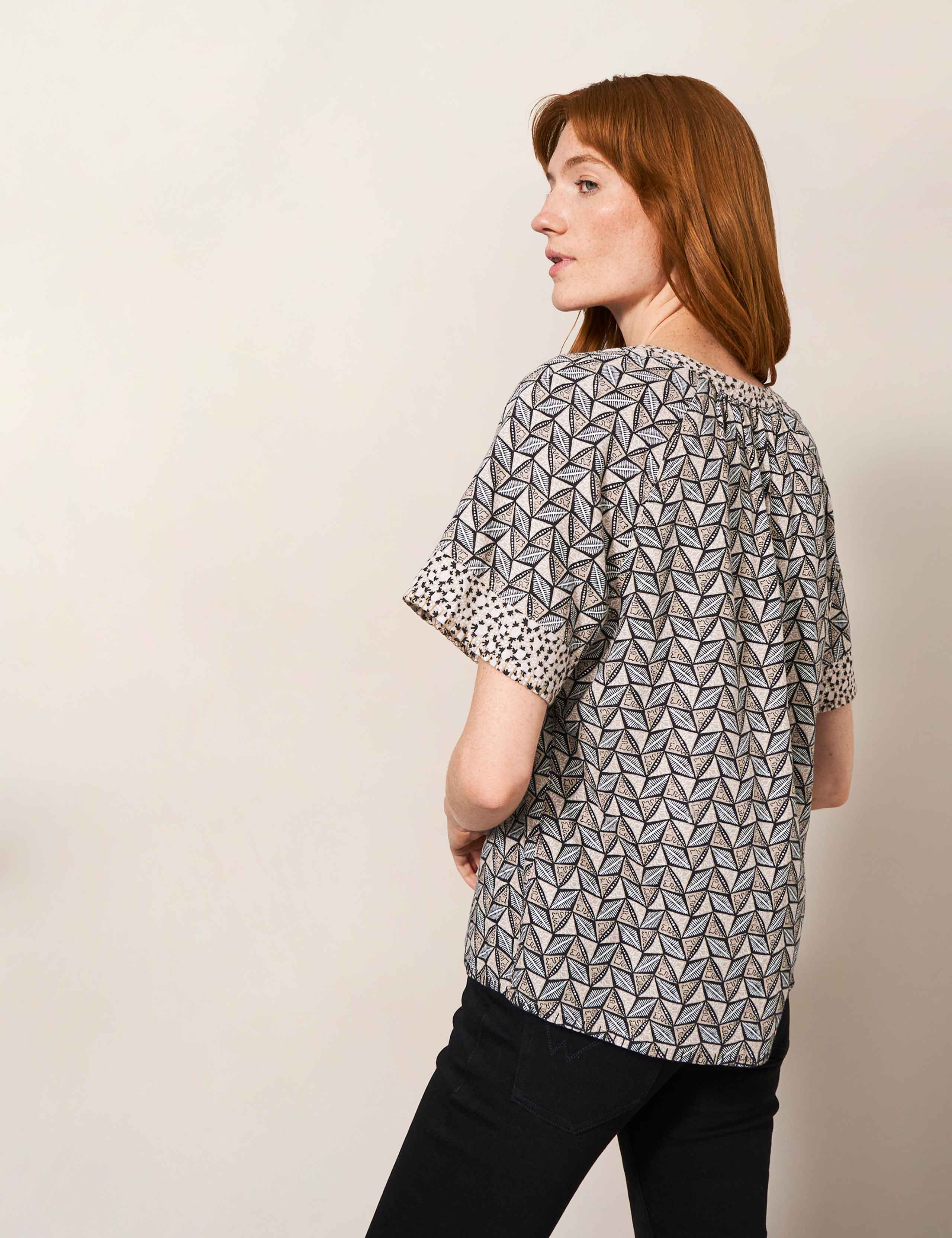 Linen Blend Printed Top 3 of 4