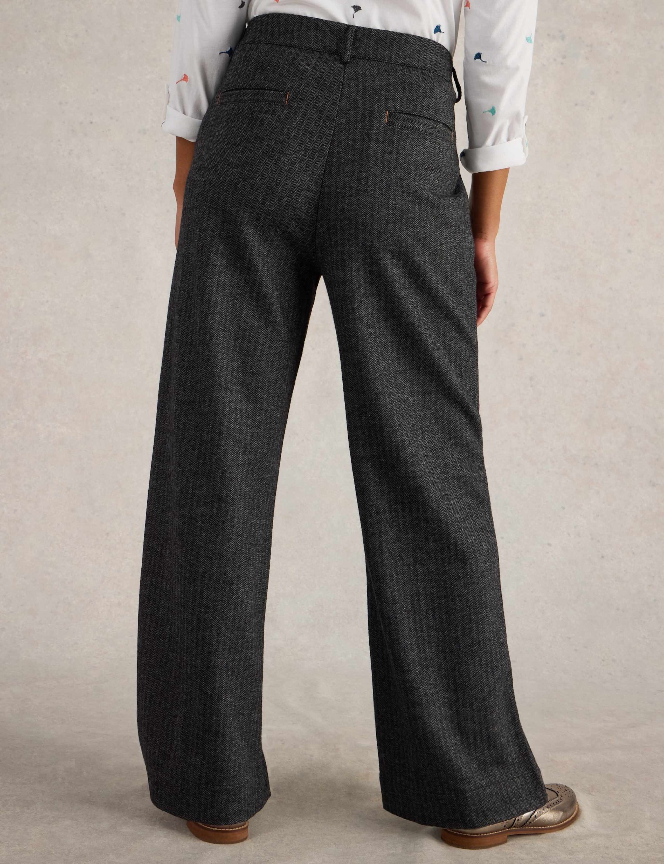 Wool Blend Tweedy Wide Leg Trousers 4 of 6