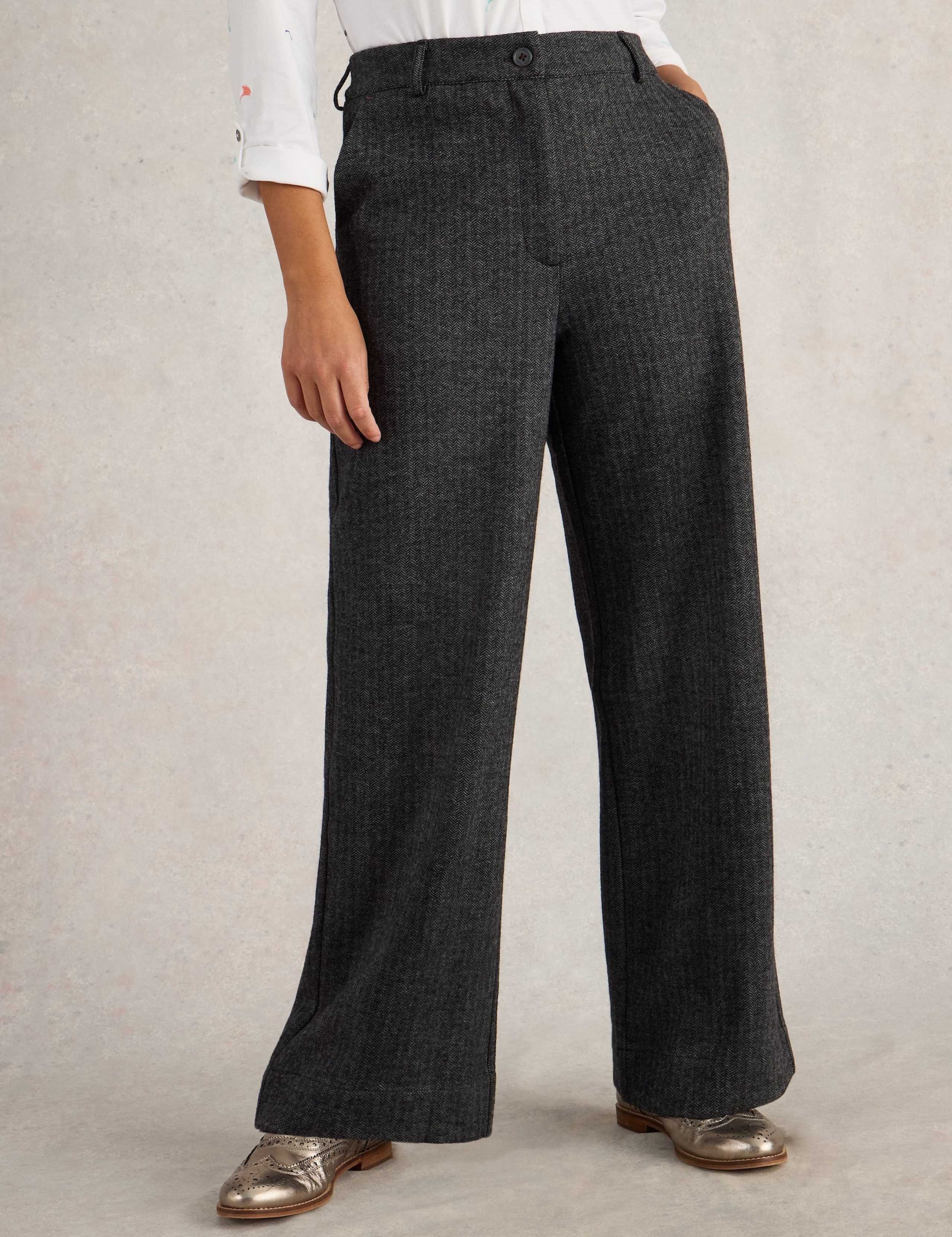 Wool Blend Tweedy Wide Leg Trousers 5 of 6