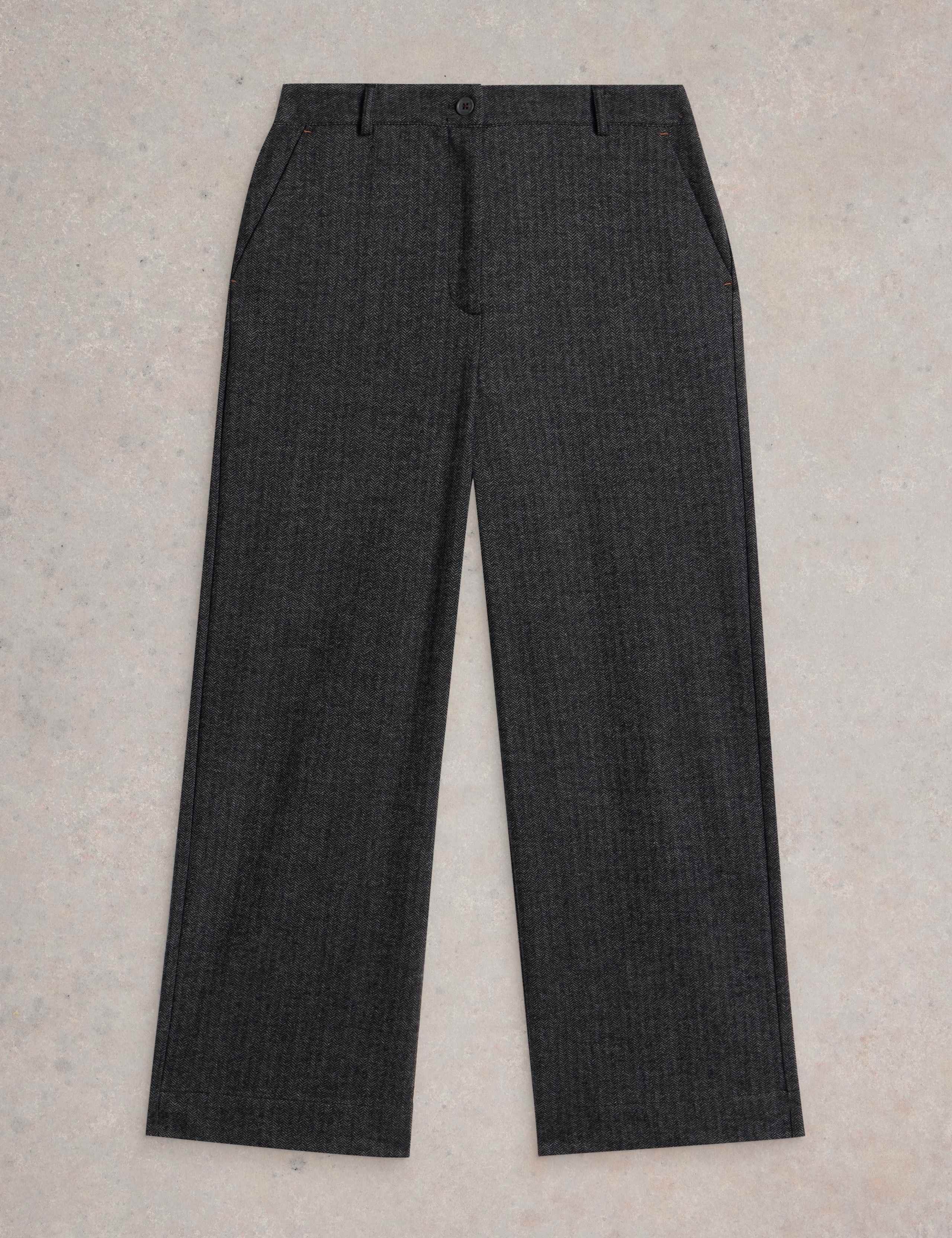 Wool Blend Tweedy Wide Leg Trousers 2 of 6