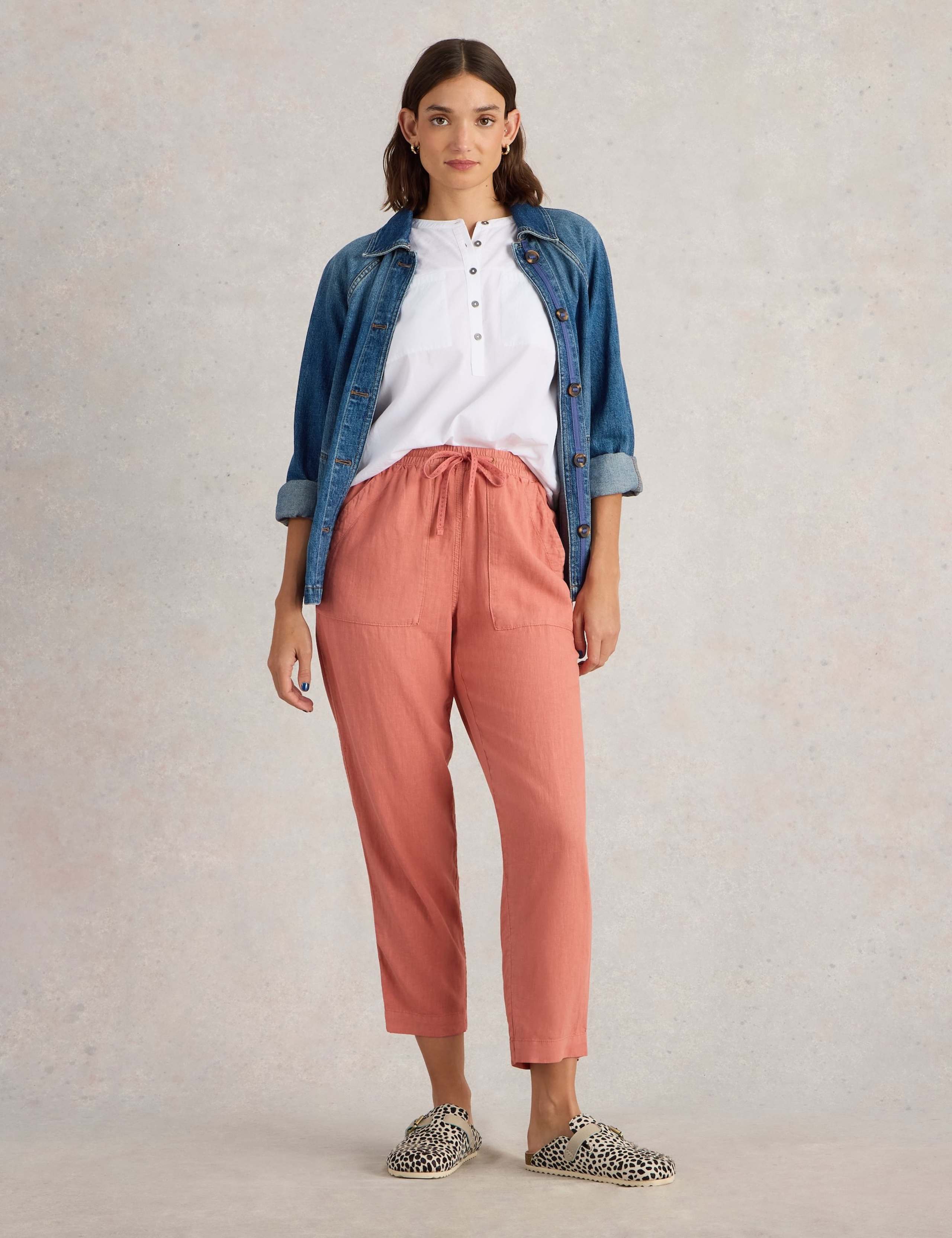 Linen Rich Relaxed Ankle Grazer Trousers 3 of 6