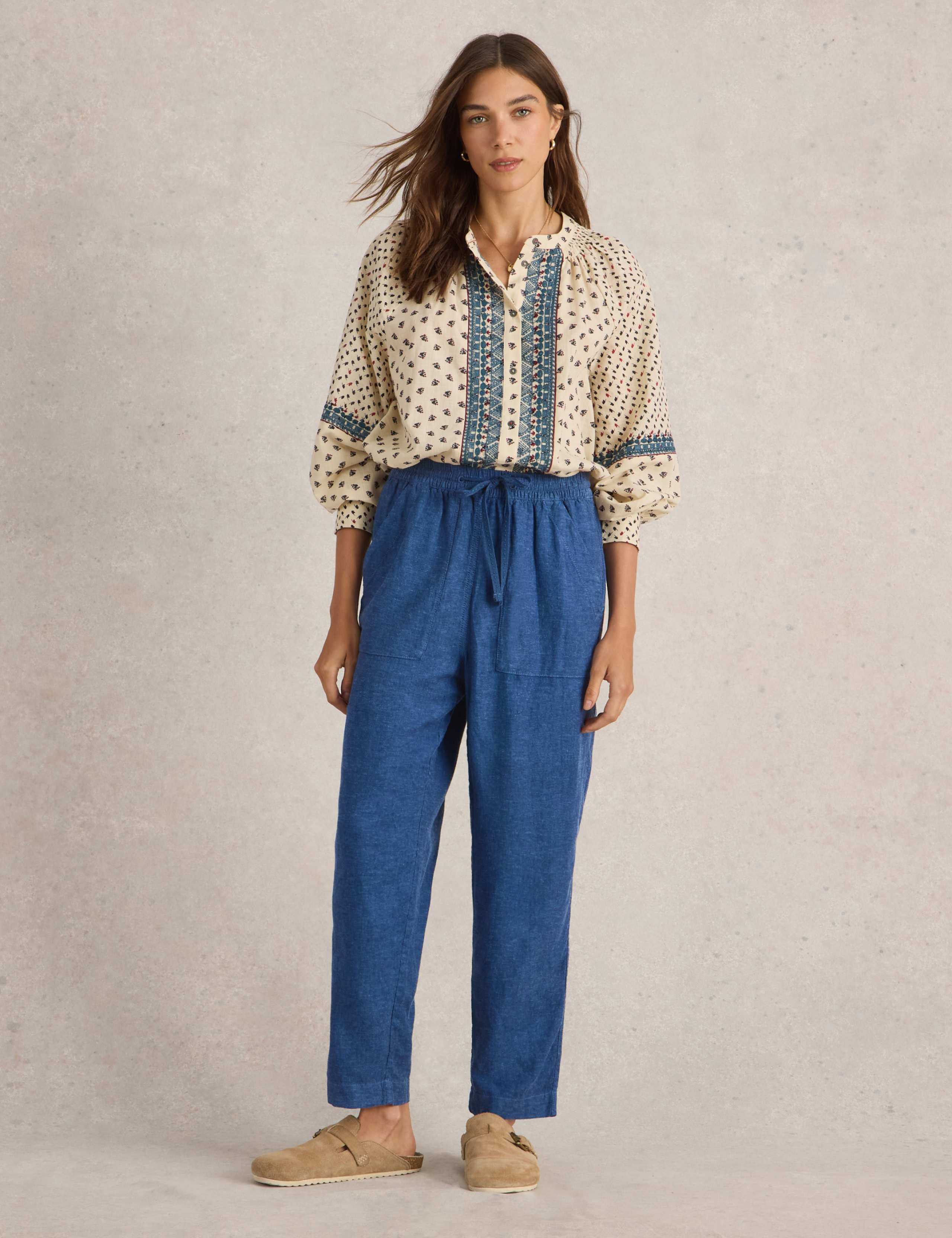 Linen Rich Relaxed Ankle Grazer Trousers 4 of 7