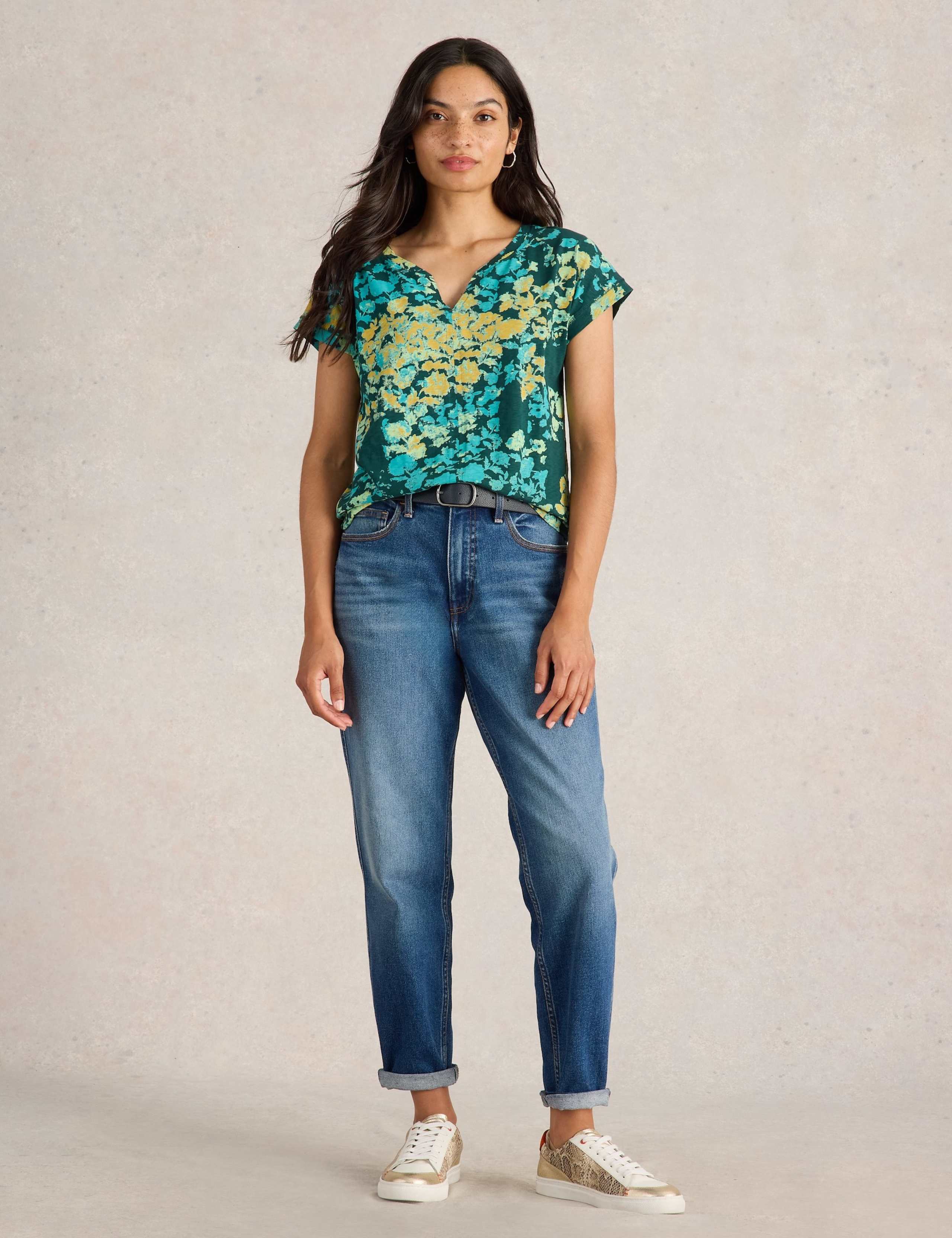 Pure Cotton Floral Notch Neck Top 3 of 6