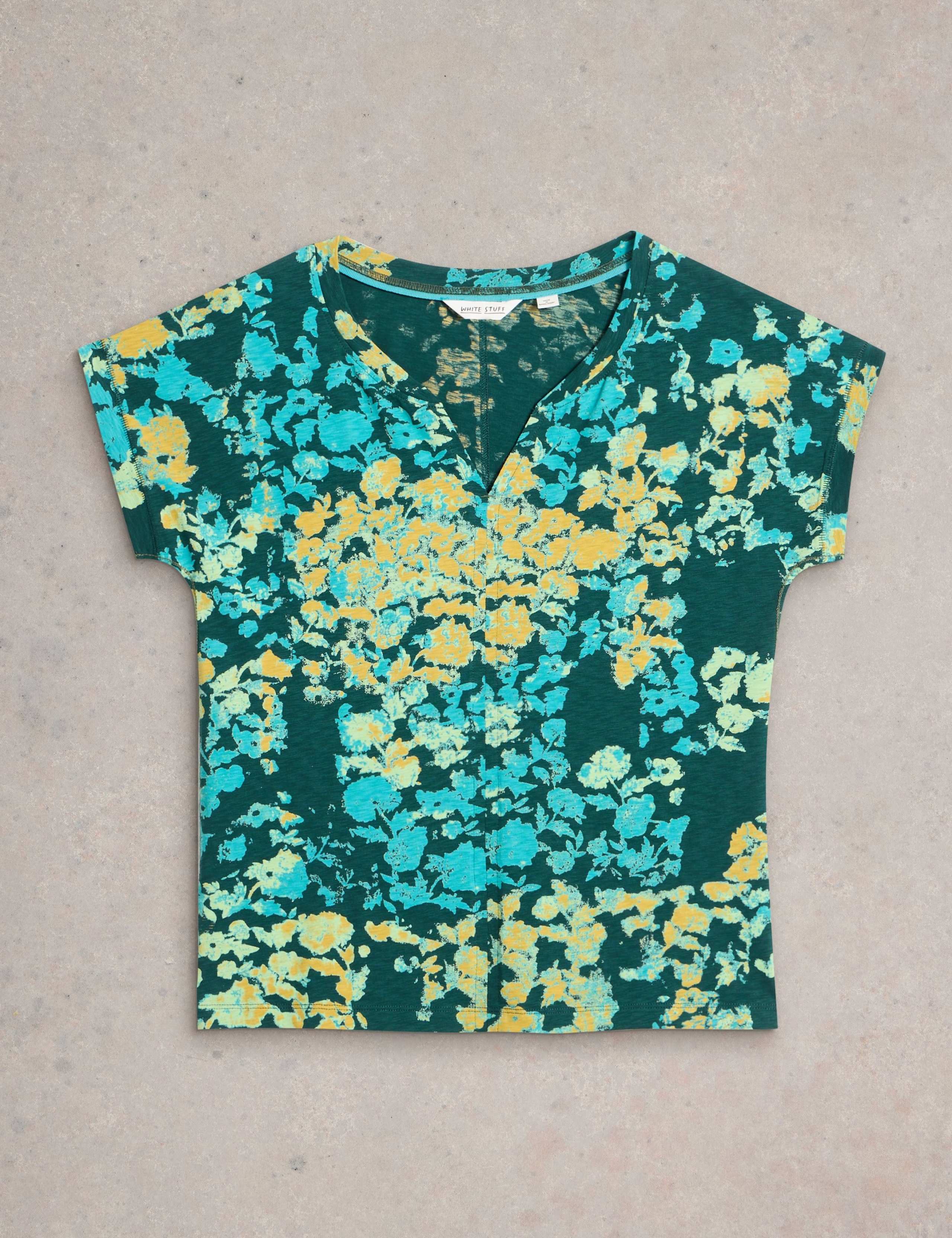 Pure Cotton Floral Notch Neck Top 2 of 6