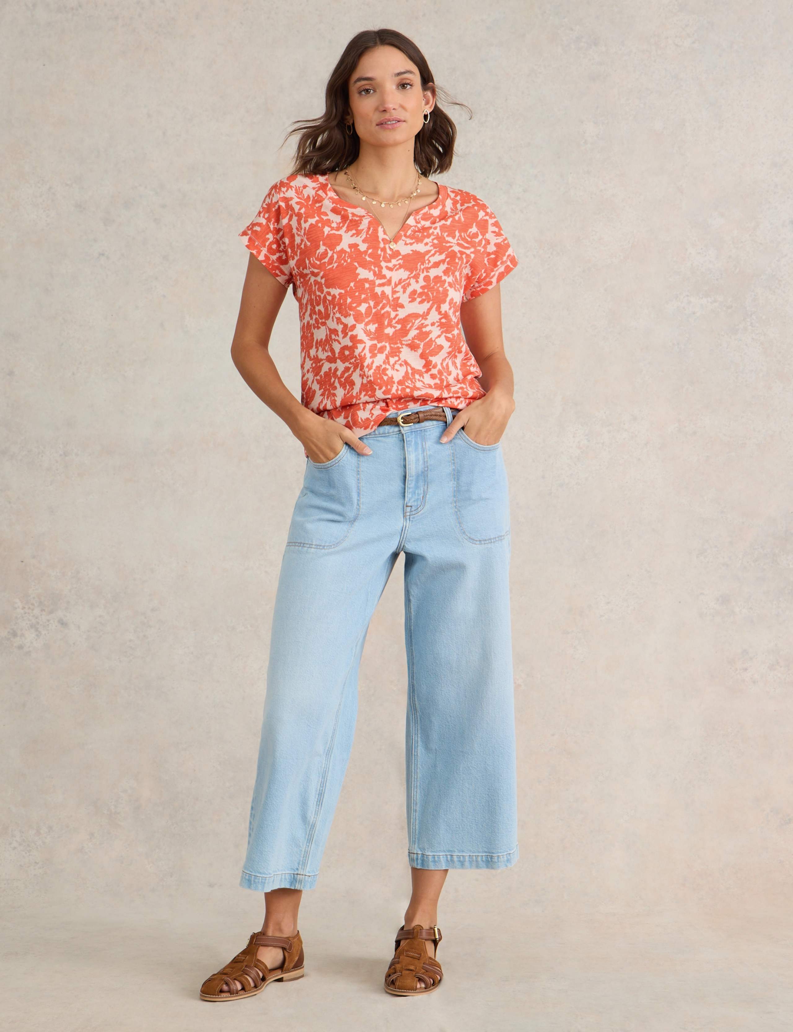 Pure Cotton Floral Notch Neck Top 3 of 6