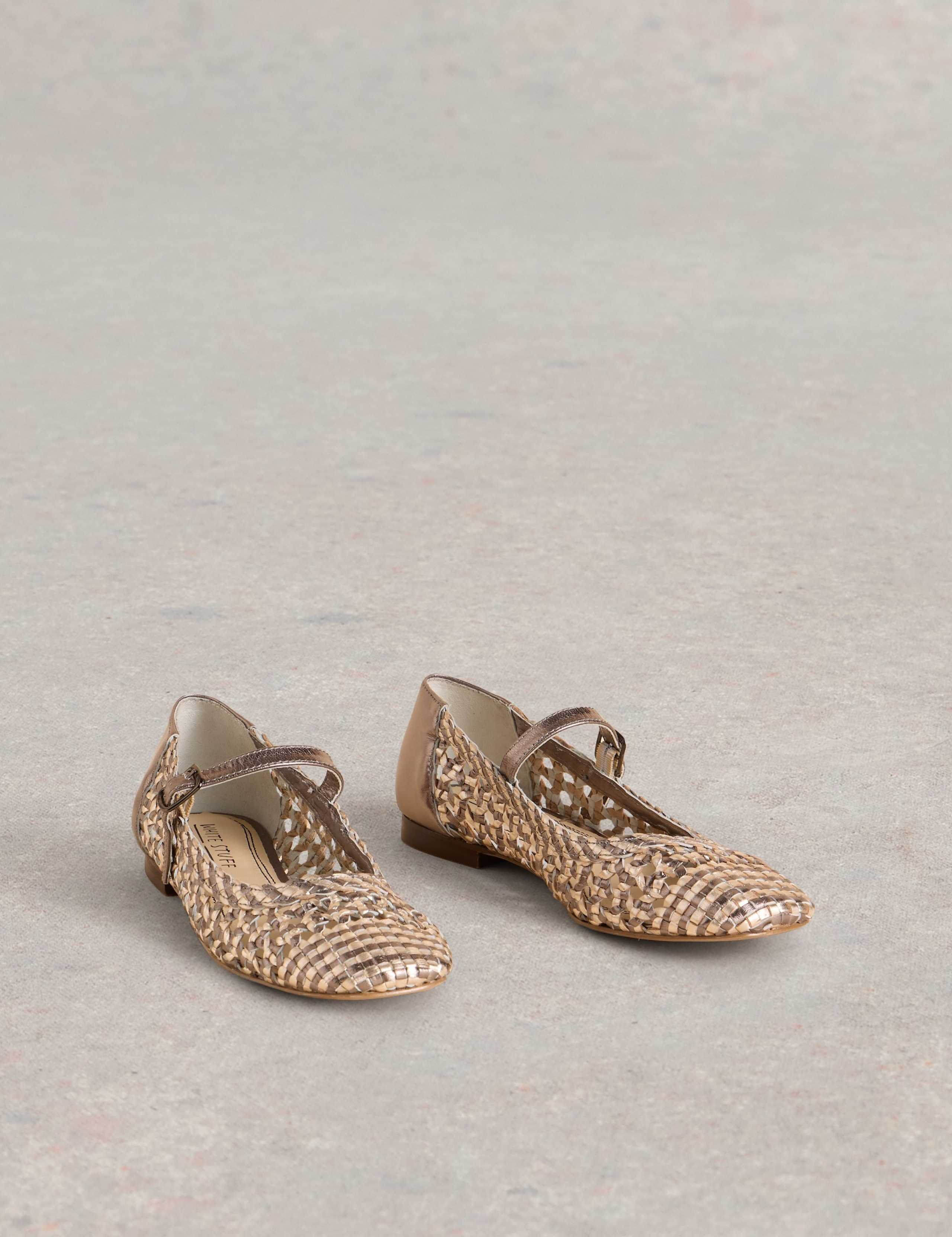 Leather Metallic Woven Ballerina 2 of 4