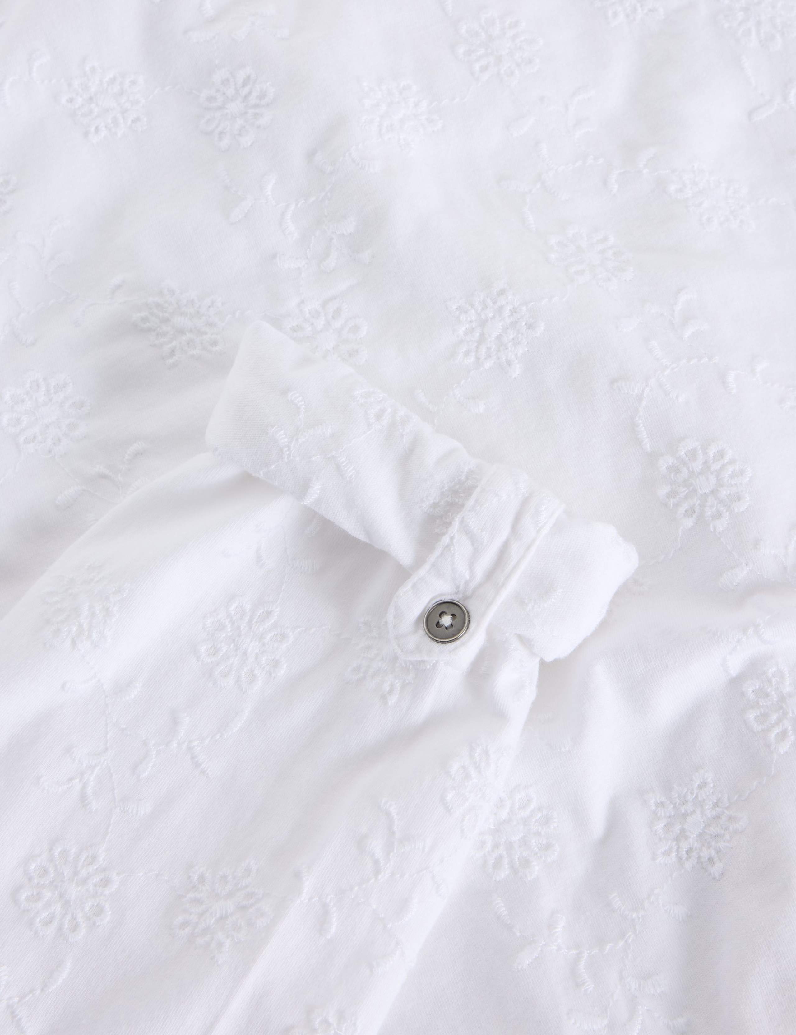 Pure Cotton Jersey Broderie V-Neck Shirt 6 of 6