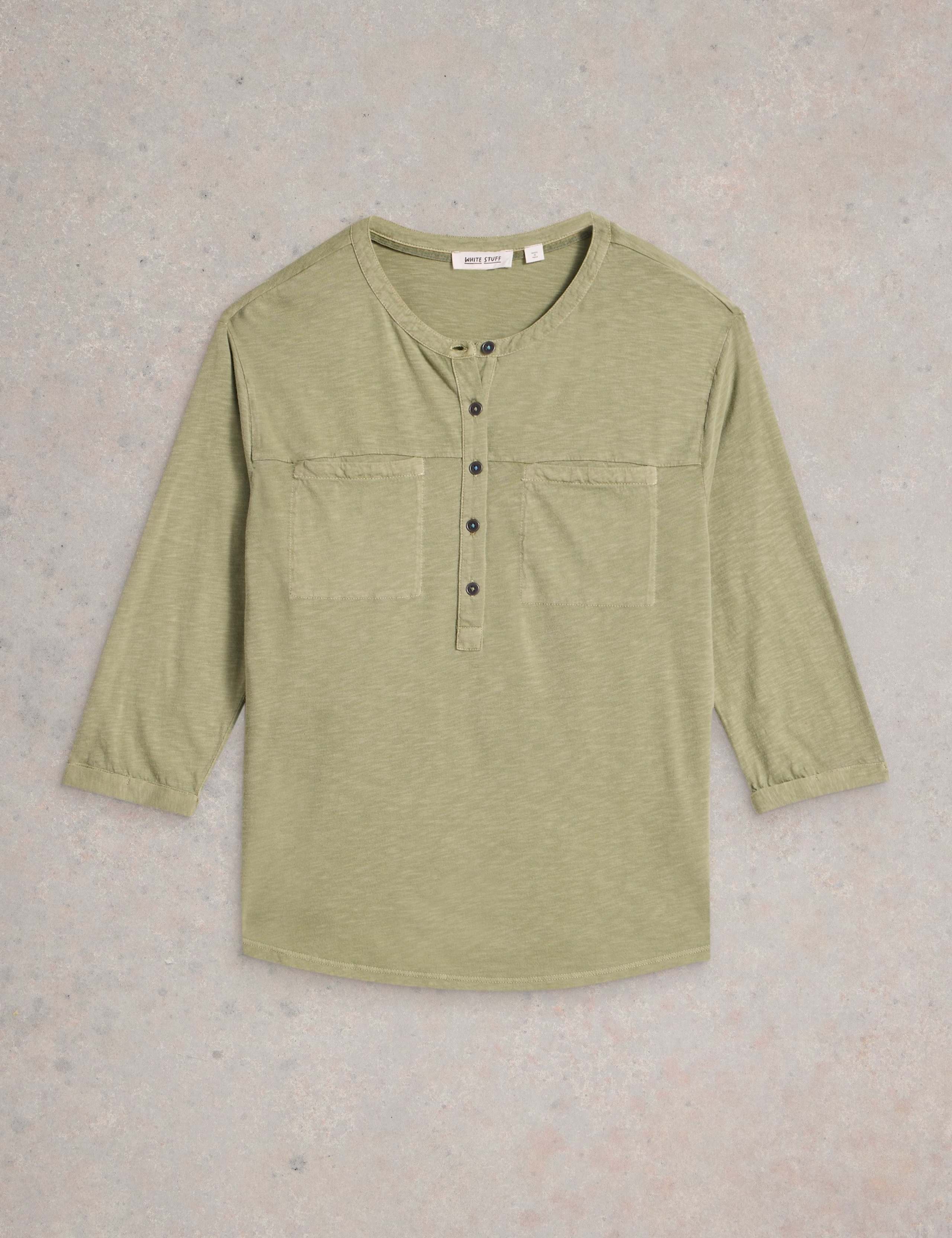 Pure Cotton Round Neck Button Detail Shirt 2 of 6