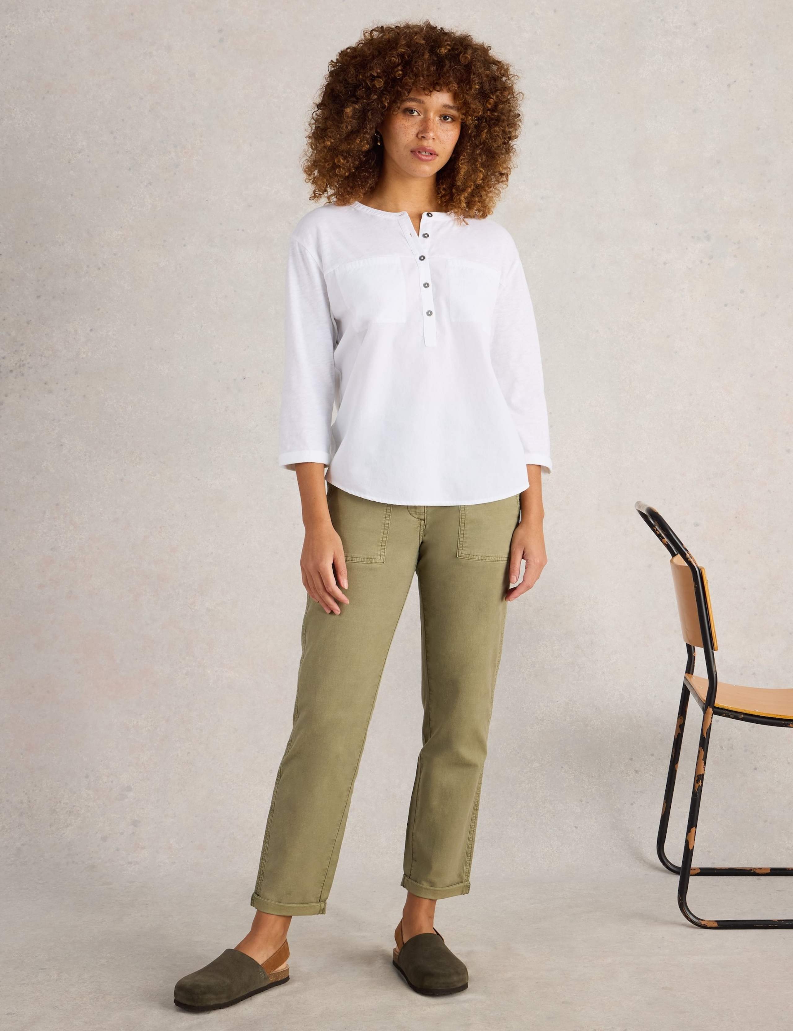 Pure Cotton Round Neck Button Detail Shirt 3 of 6